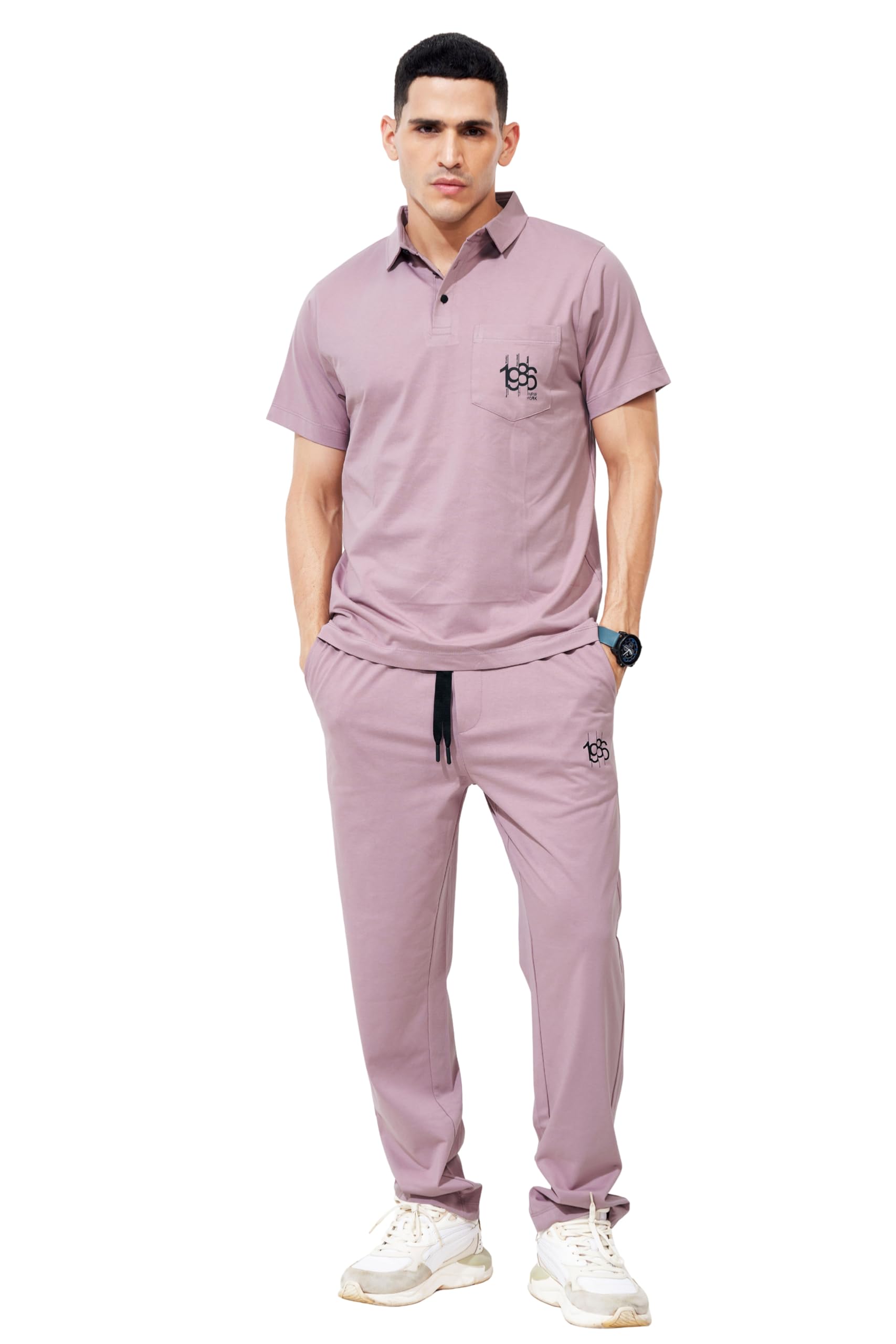 Cotton Polo T-Shirt with Pocket and Pyjama Set for Men,Night Wear for Men,Men's Pyjama Set 147-image-19