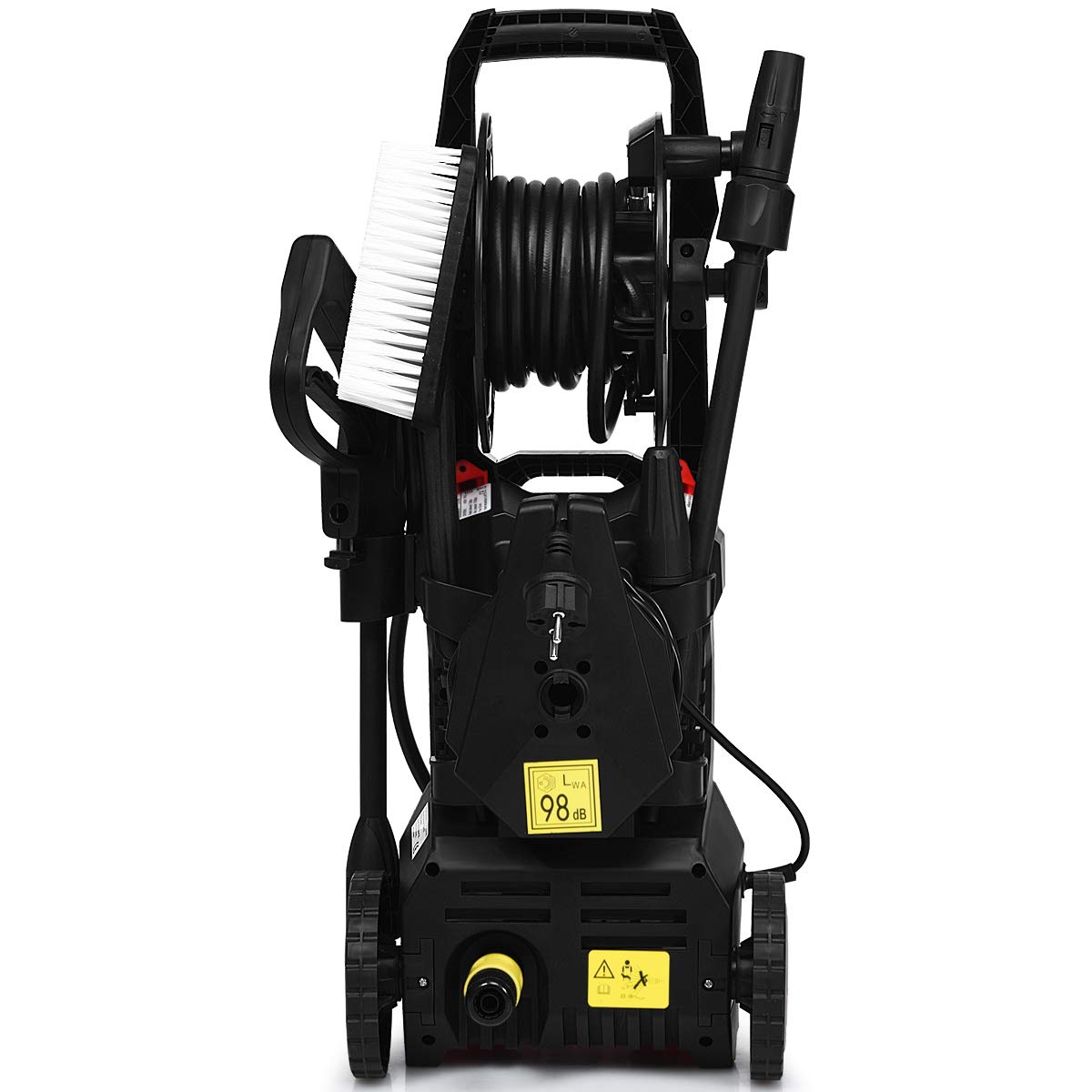RELAX4LIFE Idropulitrice ad Acqua (1500 W, 140 Bar, 300 L/h) con Spazzola Fissa, Pistola Elettrica ad Alta Pressione e 2 Lance di Pulizia per Auto, Garage e Giardino, Cavo 5 M (Rosso)