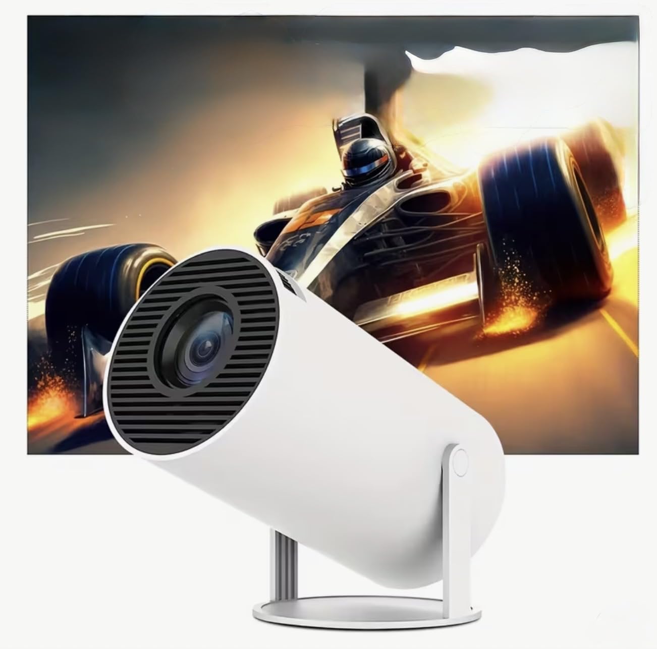Mini Proyector con Bluetooth, Soporte 4K 130" Pantalla Cine Proyector con Enfoque Automático & Keystone, 5G+2.4G WiFi 6 Conexión, 180° Visión Giratoria Dar Cine en Casa, Laptop, Smartphone