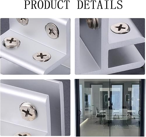 Miniatura 4 de Soporte de estante de vidrio de aleación de aluminio, soporte de estante de vidrio ajustable, 4 abrazaderas de soporte, abrazadera de gabinete de 90