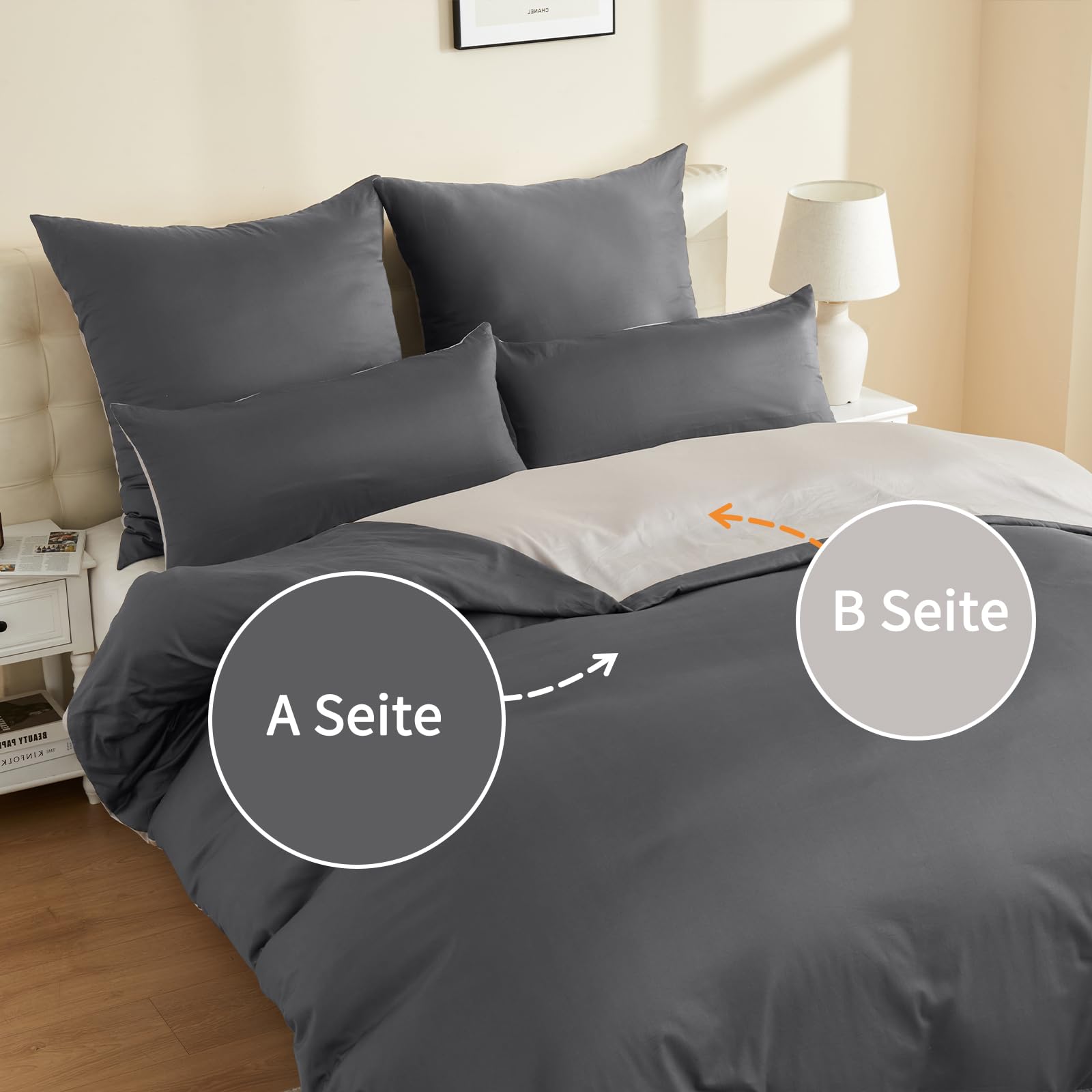 Sufdari Ropa de cama de algodón 135 x 200 cm, 100% algodón, funda nórdica transpirable, juego de ropa de cama con 2 fundas de almohada de 80 x 80 cm + 2 fundas nórdicas con cremallera