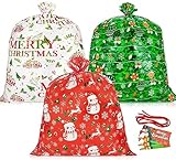 Sofier 3pcs Large Christmas Gift Bags 36'x36' Holiday Gift Wrap Jumbo Christmas Bags for Gifts Giant Sacks for Presents Big Xmas Plastic Gift Bags