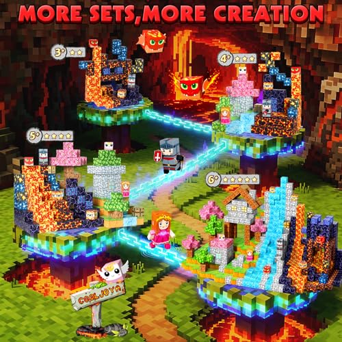 COOLJOYA Magnetische Bausteine, 300 Teile Magnetbausteine ab 4 Jahre, Magnetische Bauwelt Spielzeug Magnetblöcke für Kinder ab 3 4 5 6 7 8 9 Jahre Verstaubare Magnetic 150 tire