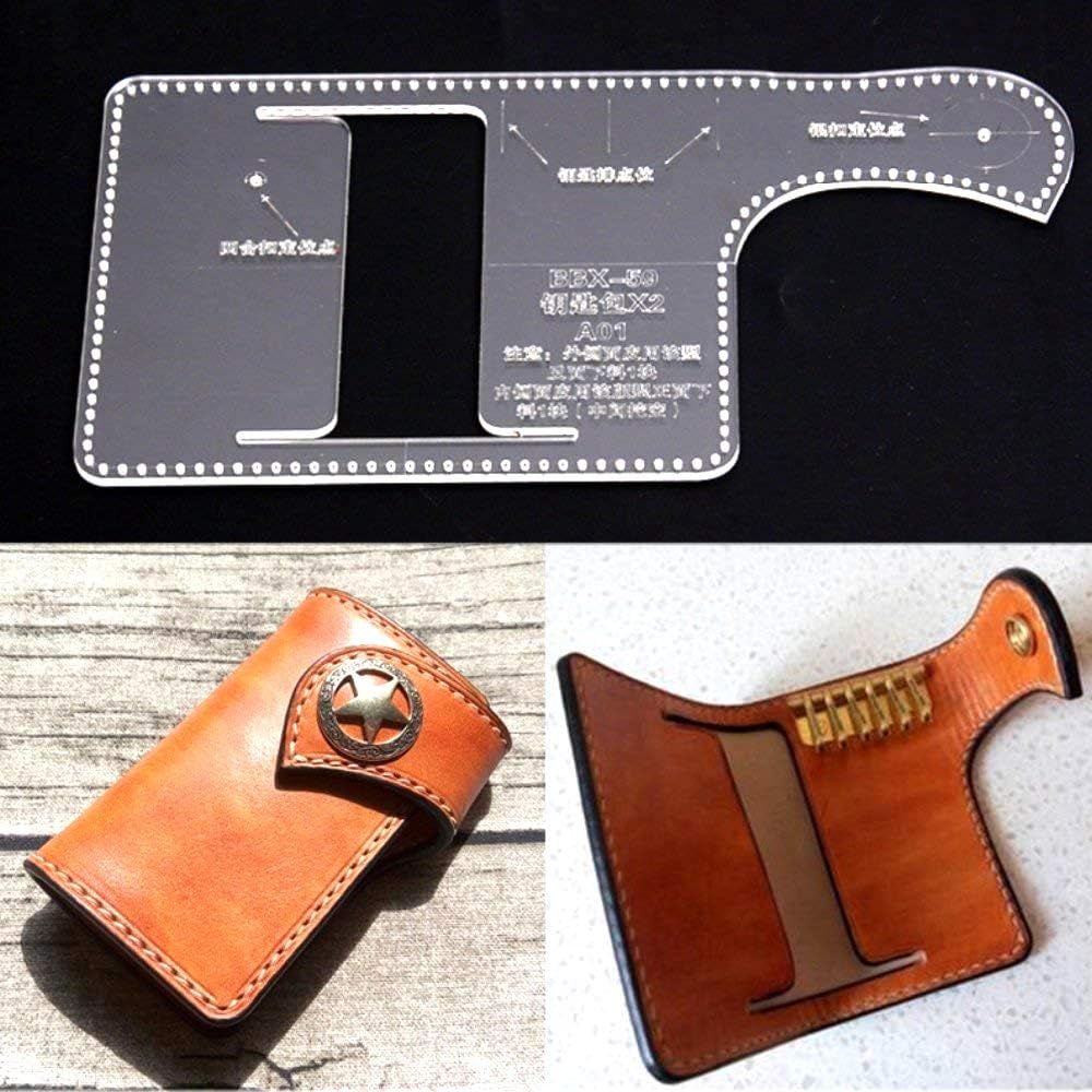 DIY Leather Handcraft Acrylic Keyring Key Chain Wallet Stencil Template