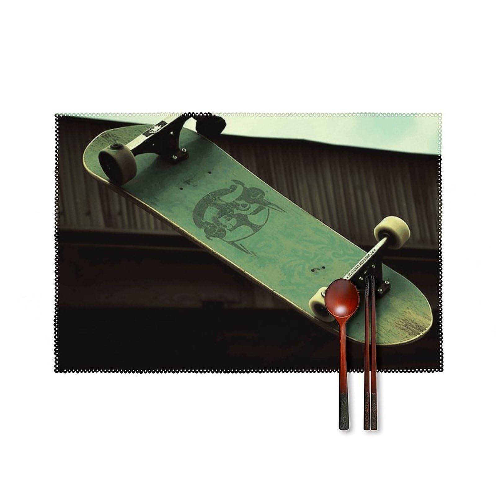 Skateboard Placemats Washable Not Fade Placemats Practical Heat Resistant Place Mats for Outdoor Patio Table Mats Kitchen Dining Party Decoration