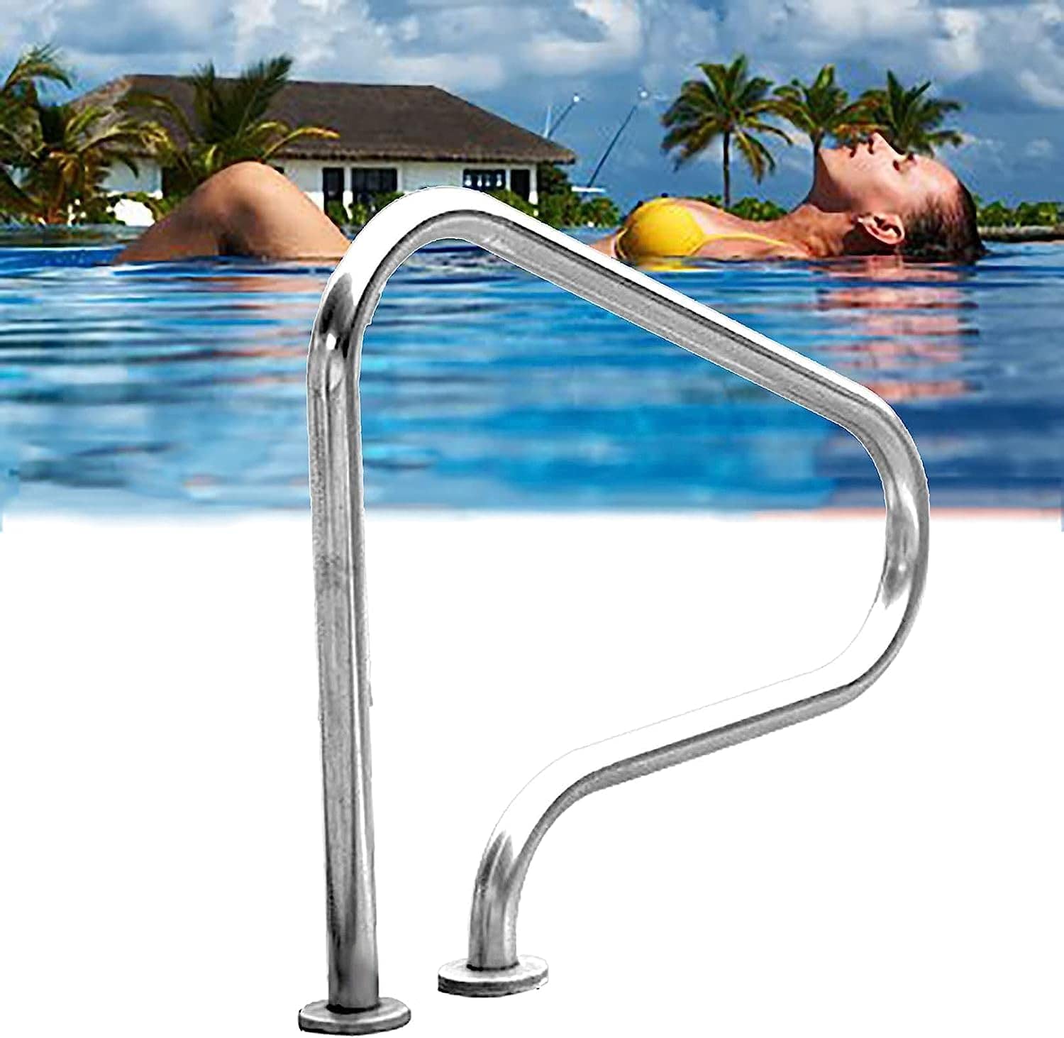 Main courante en acier inoxydable pour piscine anti-glisse avec poignée confort