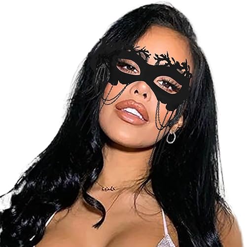 CanB Máscara de Halloween para mascarada, disfraz de cosplay, máscara de araña Mardi Gras, máscara facial negra para mujeres y niñas