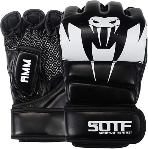 SOTF Guantes de boxeo para adultos, guantes de entrenamiento de artes marciales mixtas, guantes de boxeo de lucha y dedos abiertos para mujeres