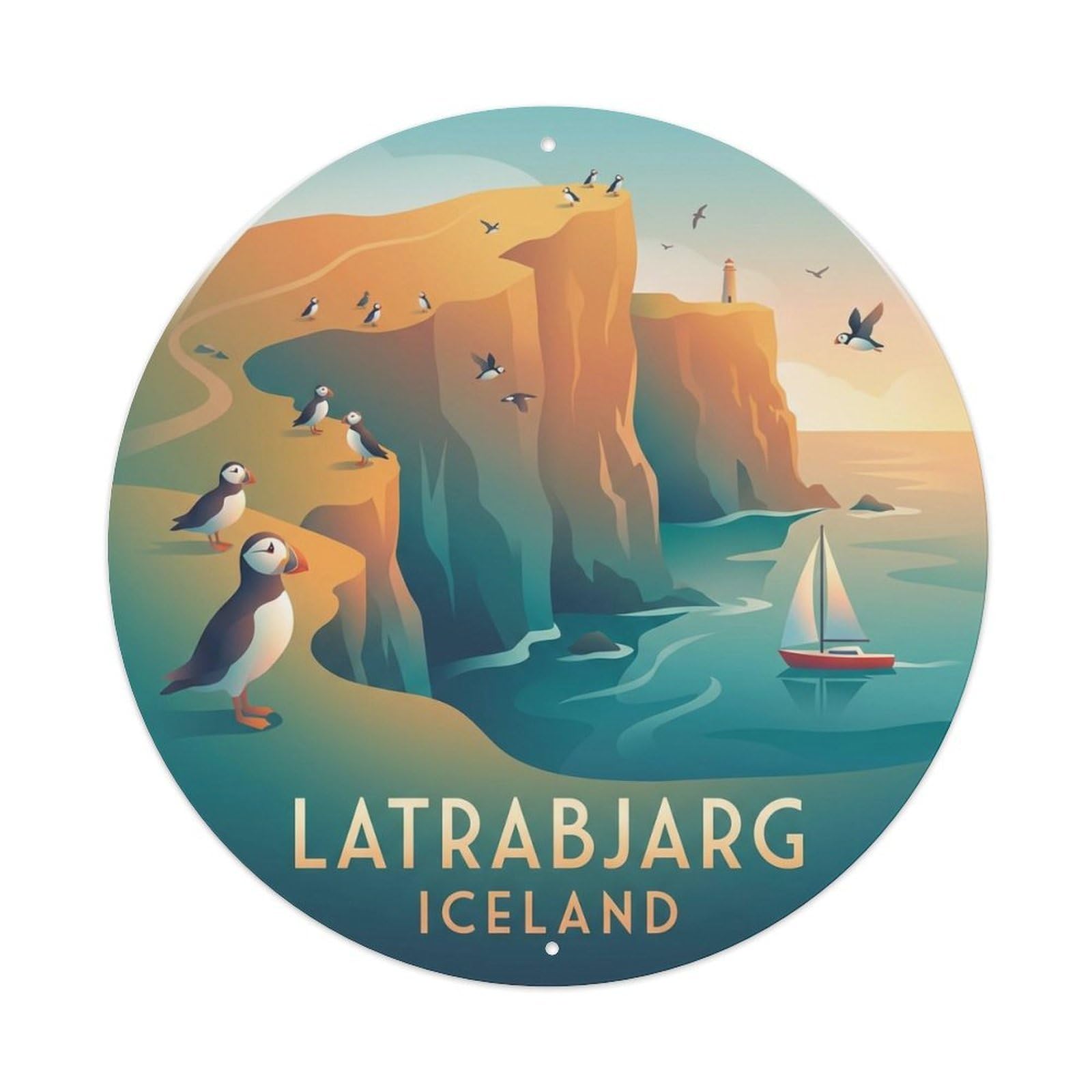 Vintage Travel Latrabjarg Iceland Cliffs Metal Tin Sign