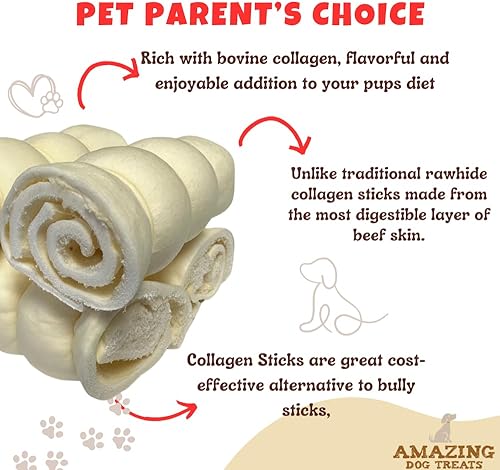 Miniatura 9 de Amazing Dog Treats - Rollos de mejillas de ternera - (Mega grosor de 10 pulgadas - 6 piezas) sin ocultar - Masticable alternativo seguro de cuero