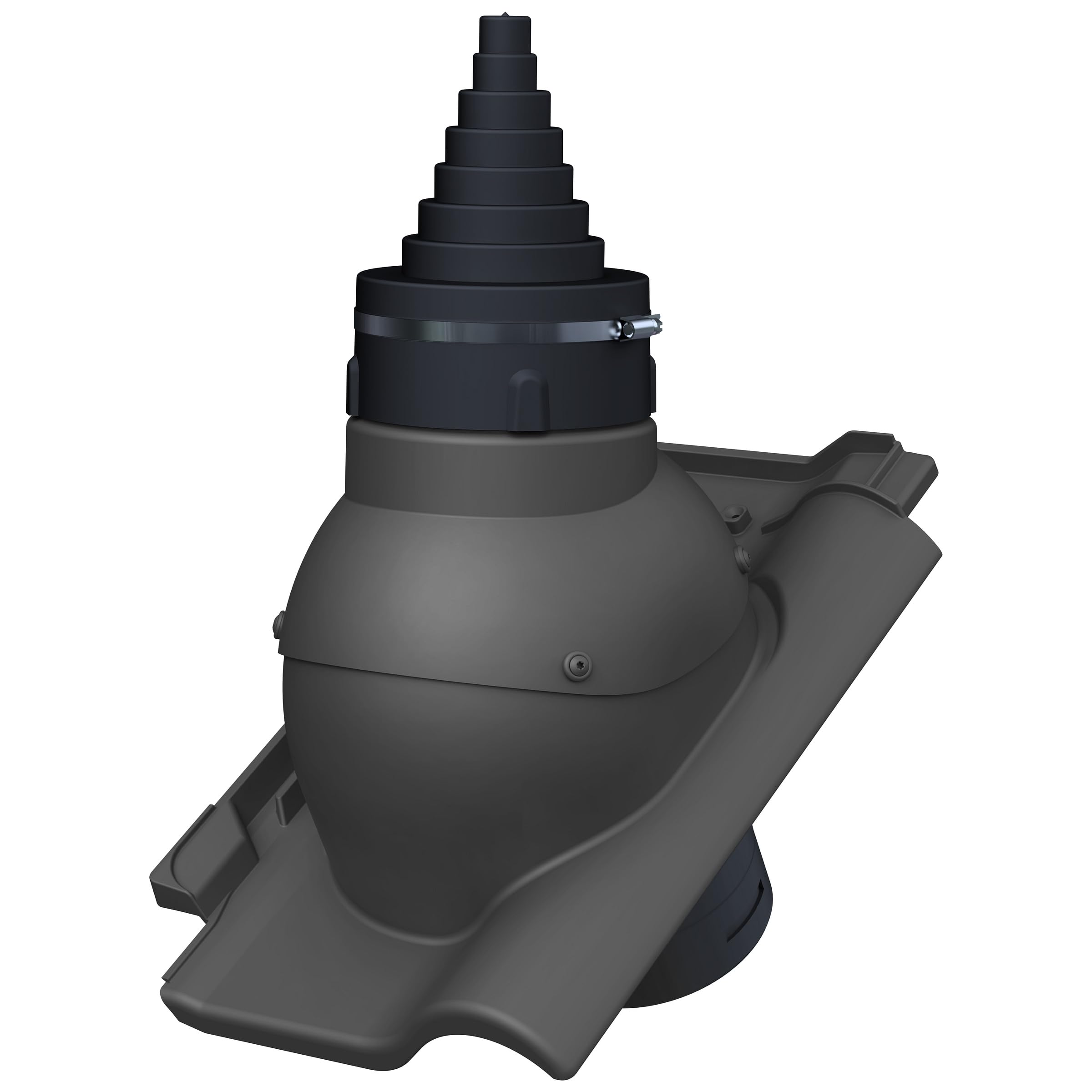 Dachdurchführung für Gerätemasten Ø19–90 mm – Braas - Rubin 13V Dachziegel für TV-Antenne, Satellit, Blitzschutz, Kommunikation, Dachdurchgang mit EPDM-Dichtung (RAL 7016 - Anthrazit)