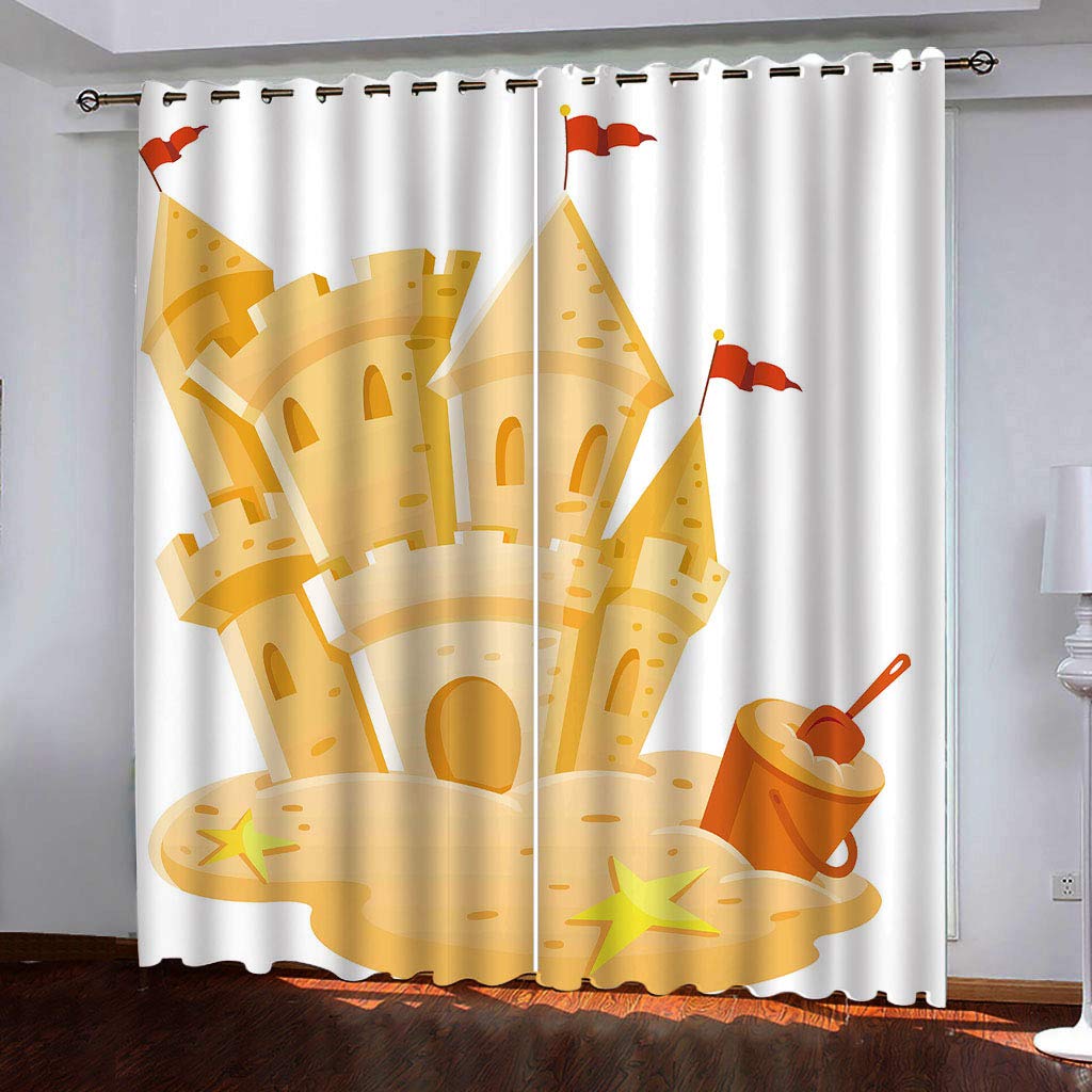 Rideaux et draperies haut de gamme à oeillets - Finition motif Château 175 cm