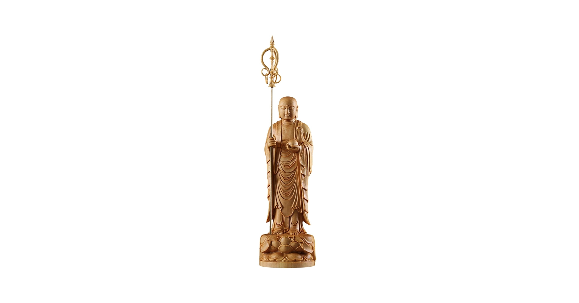 極上彫 木彫仏像 地蔵王菩薩立像 彫刻 仏教工芸 柘植材 仏師で仕上げ 極上彫 木彫仏像 地蔵王菩薩立像 彫刻 仏教工芸 柘植材 仏師で