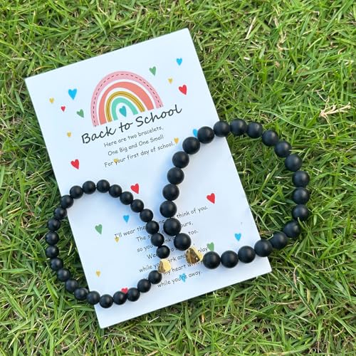 Image of HTH Back to School Bracelets Matching Heart Mommy and Me Wish Strings Bracelet Set First Day of School Gifts