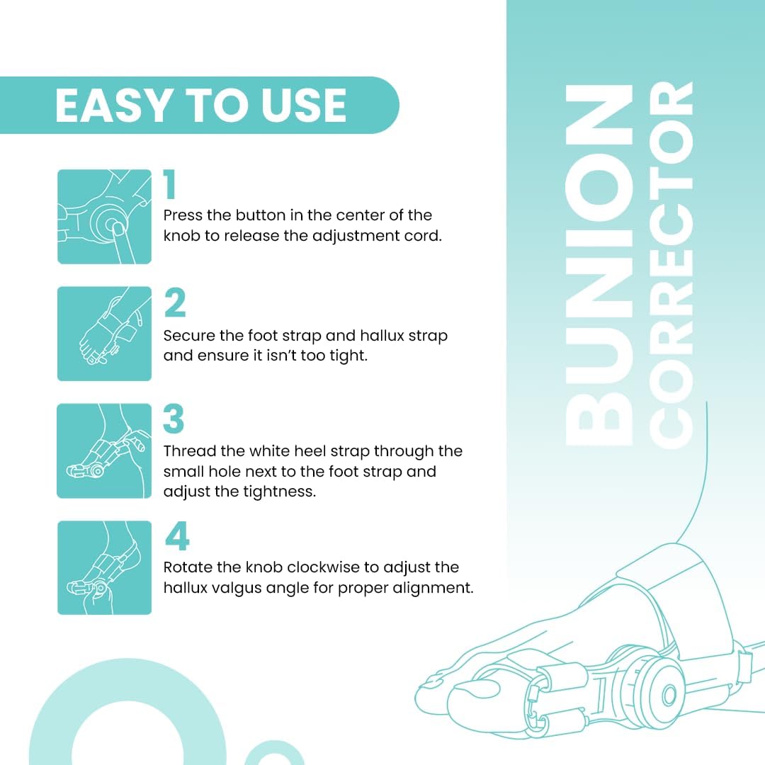 UltraCare PRO ERGO Bunion Corrector - 1 year Warranty - Orthopedic Bunion Toe Straightener - Foot Thumb Straightener - Foot Support - For Men & Women - Medical Grade Splint - 3D Adjustable Knob 4