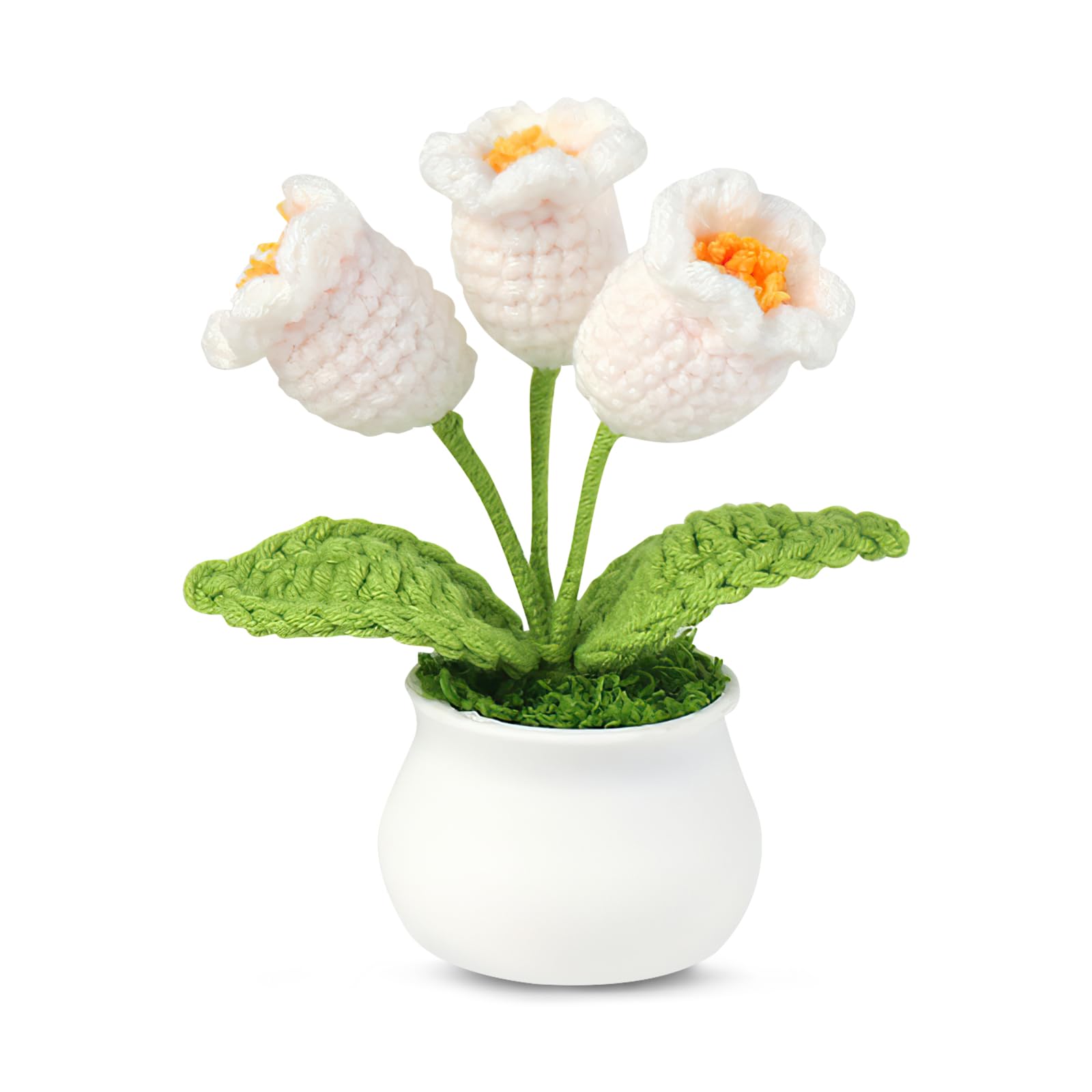 Ornamento In Vaso Con Mughetto Lavorato A Maglia, Regalo Perfetto Per