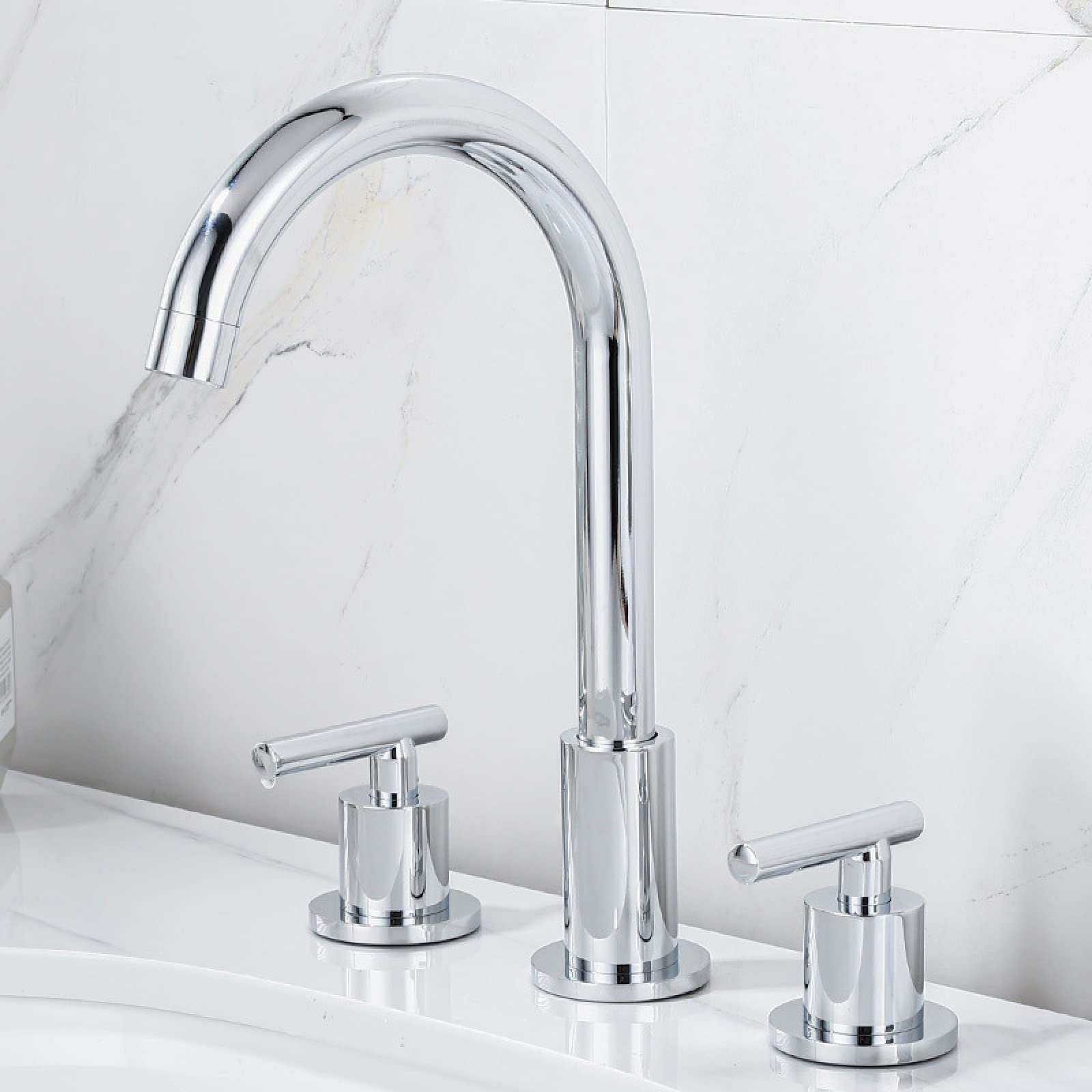 Mitigeur de lavabo 3 trous rétro en laiton chromé avec bec mobile