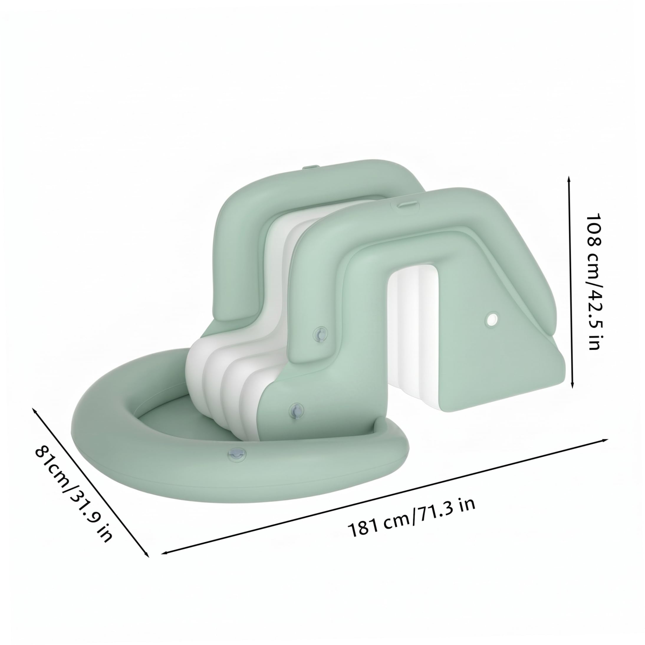 Scivoli d'Acqua per Piscina, Scivolo Gonfiabile per Piscina, Base Stabile, Verde Chiaro, 71x43x32 Pollici