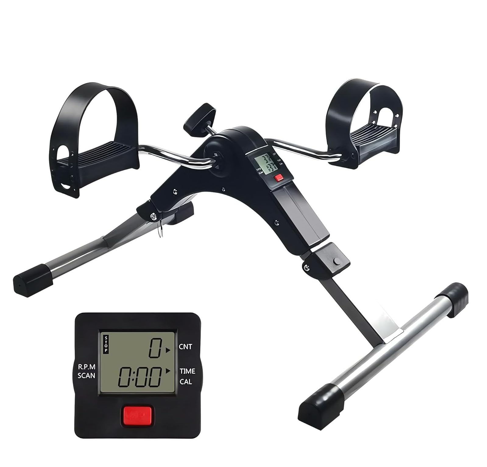 LBOYLOVE® Exercise Cycle,Folding Pedal Exercise Bike, Under Desk Bike Pedal Exerciser, Mini Exercise Bike for Arms and Legs Workout, Folding Exercise Peddler Portable with Digital Monitor