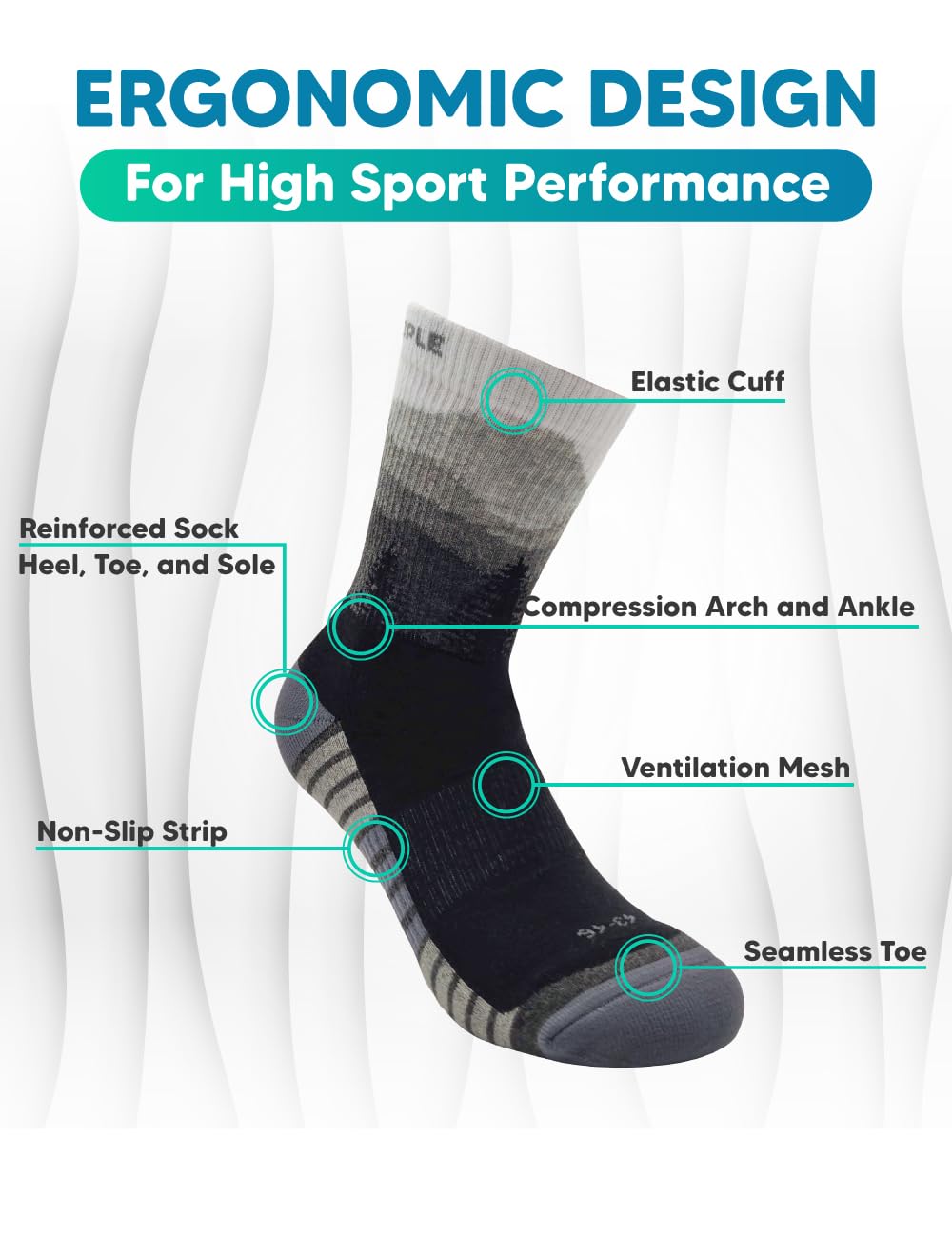 Calcetines de senderismo acolchados para hombre y mujer, calcetines de trekking antiampollas, calcetines deportivos, calcetines transpirables para correr, calcetines al aire libre, calcetines