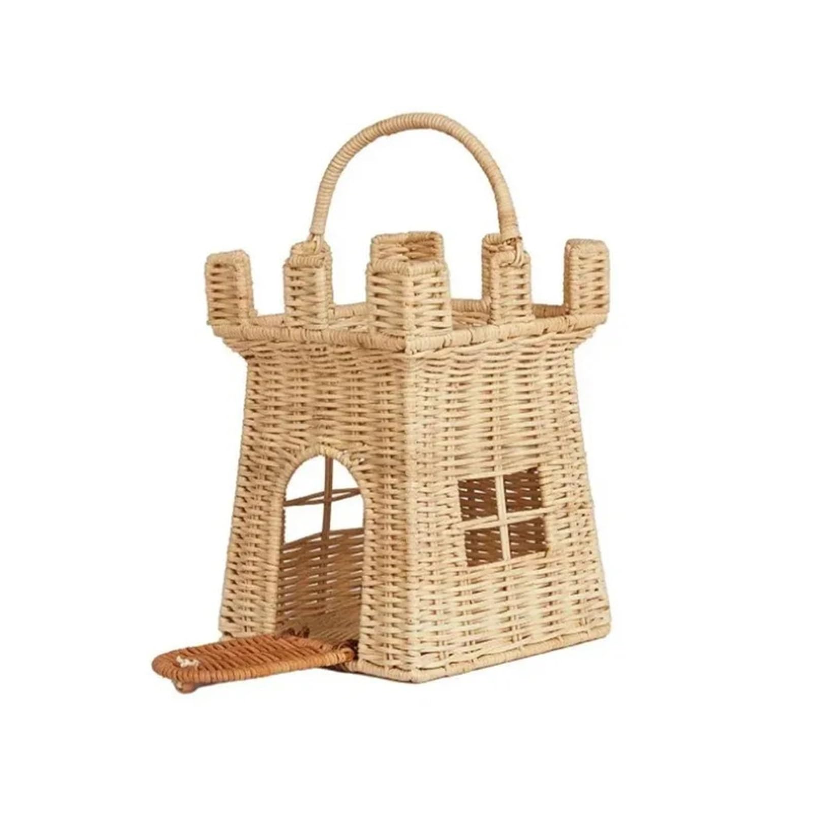 Rattan Woven Basket Cute Hand Woven Storage Basket Travel Vacation Outdoor Picnic Sundries Organizer