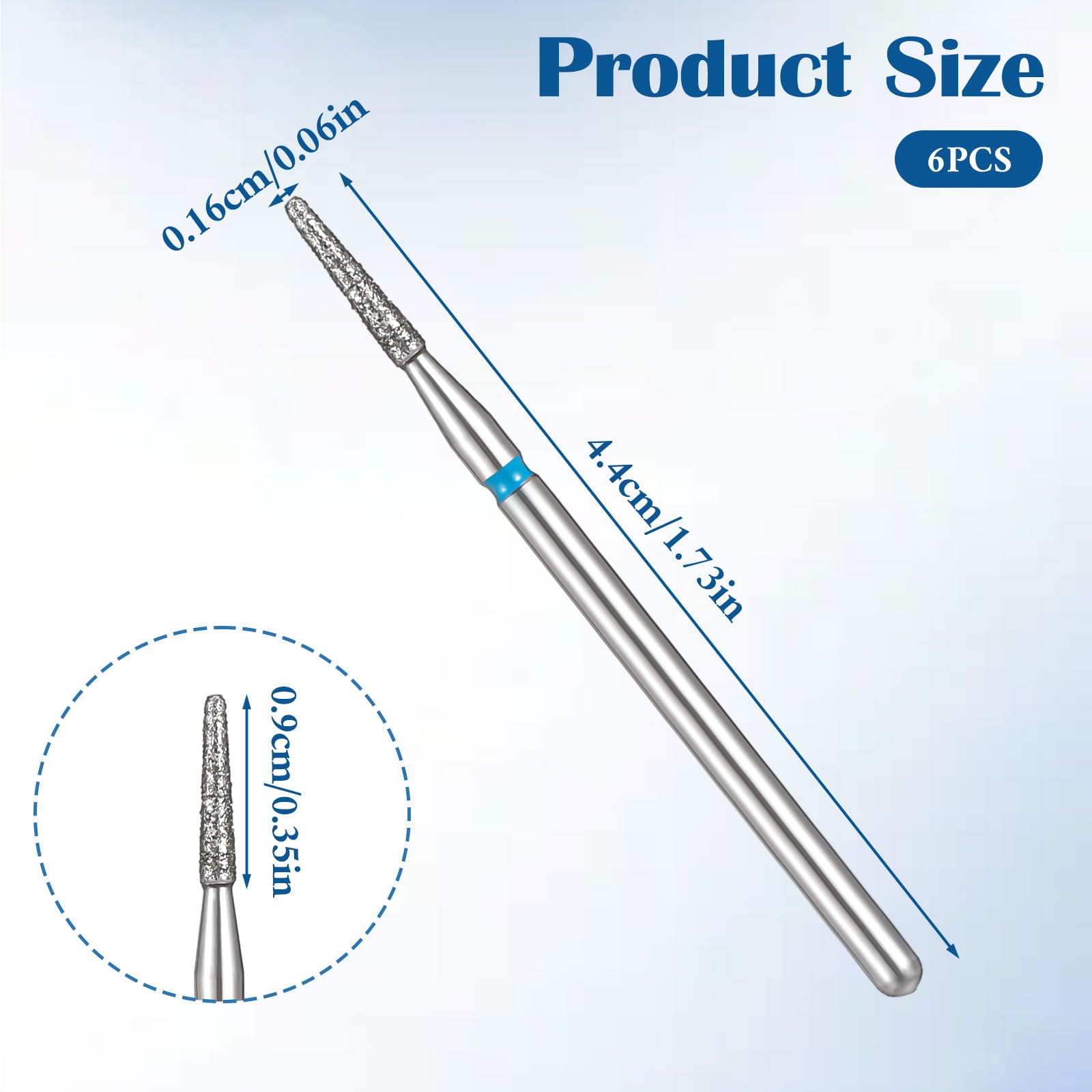 6 punte per cuticole, fresa per unghie riutilizzabili, con astuccio, fresa per cuticole diamantate, strumento professionale per la pulizia delle cuticole, grana media per la cura dei piedi
