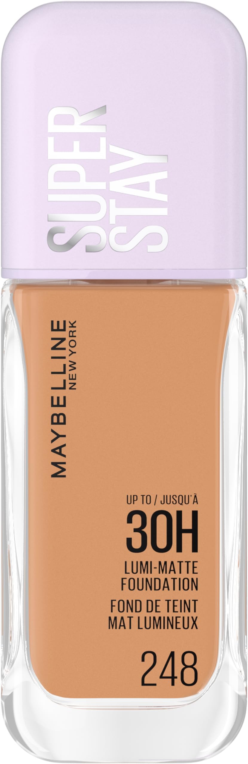 Maybelline New York Super Stay up to 30HR Lumi-Matte Foundation, Medium-Full Coverage, Vegan Formula*, Amino Acids, Niacinamide, Vitamin E, All Day Wear - Shade: 248