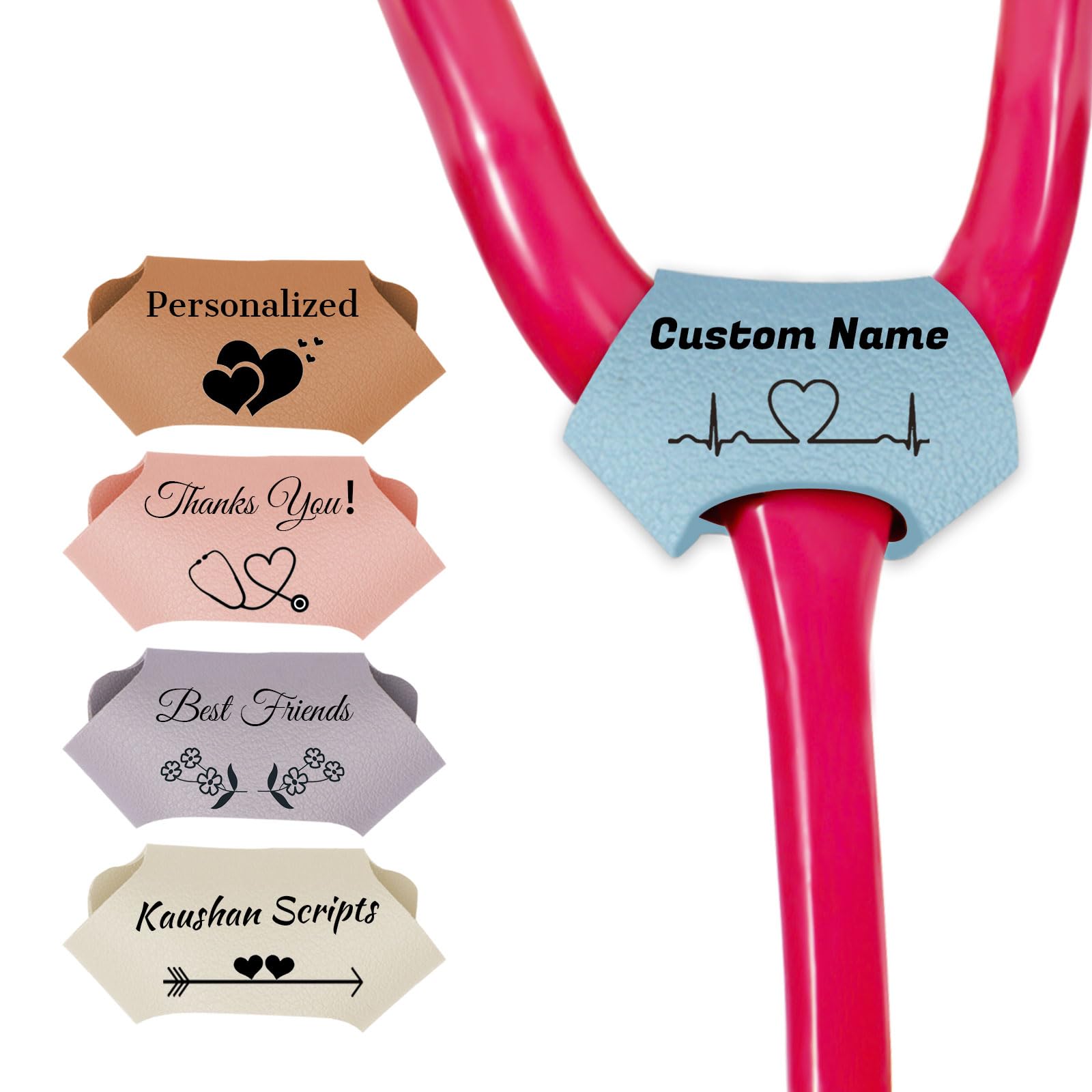 Stethoscope Name Tag Personalized - Custom Stethoscope Charms ID Tag Accessories Engraved Name Leather Stethoscope Name Tag Gift for Nurse Doctor Professional Assistant
