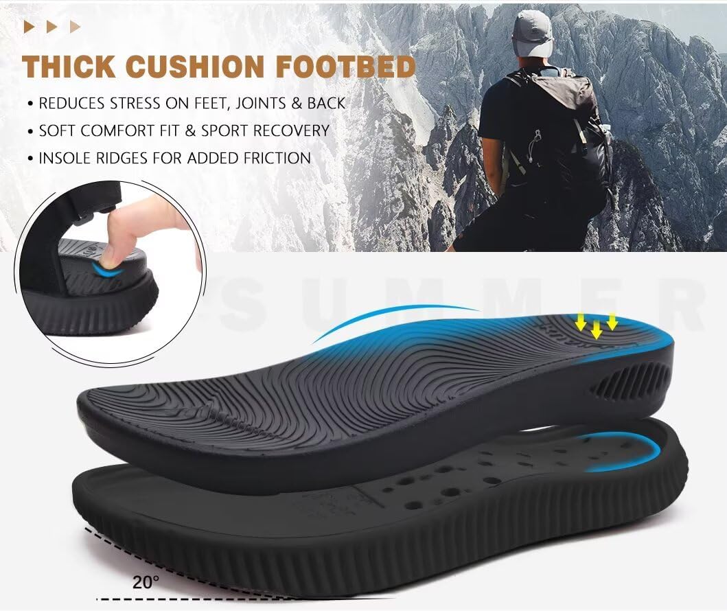 KuaiLu Mens Hiking Sandals With Arch Support Sport Recovery Athletic Walking Sandals For Man Outdoor Summer Casual Thick Cushion Beach Water Fisherman Sandal Size 7-15 - Image 9