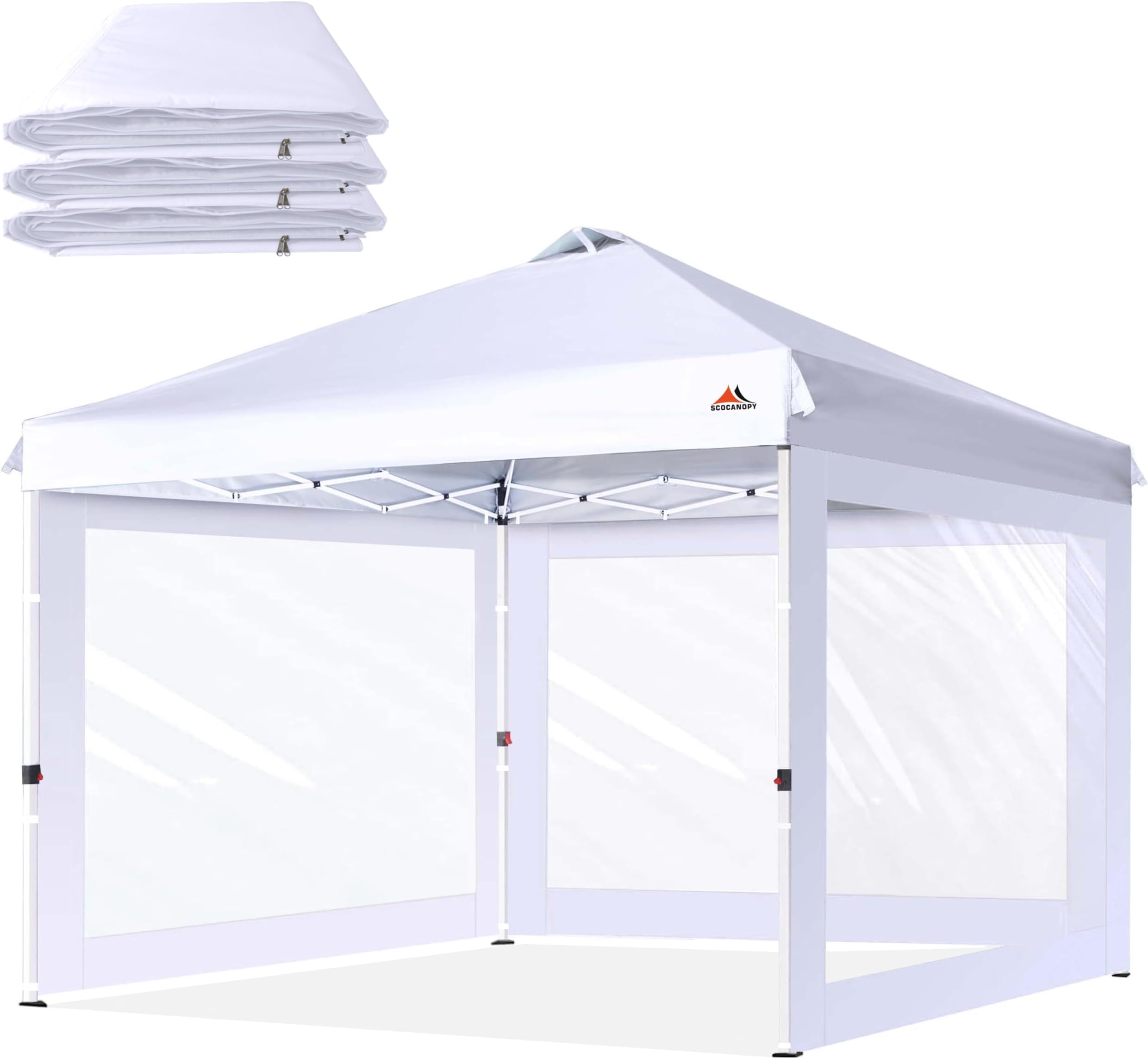 SCOCANOPY Clear Window Sidewall for 10x10 Canopy Frame, 3 Pack Sunwalls Only,(White)