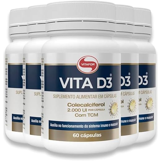 Kit 5 Vita D3 Vitamina D 60 Cápsulas Vitafor