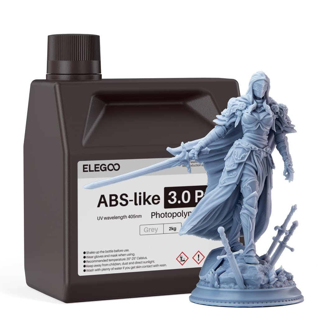 ELEGOO ABS-Like Resin 3.0 Pro, Resina de Fotopolímero para Impresión 3Dcon Mayor Resistencia a los Arañazos, Resina UV 405nm con Alta Precisión para Impresoras MSLA/DLP/LCD, No Frágil (Gris 2000g)