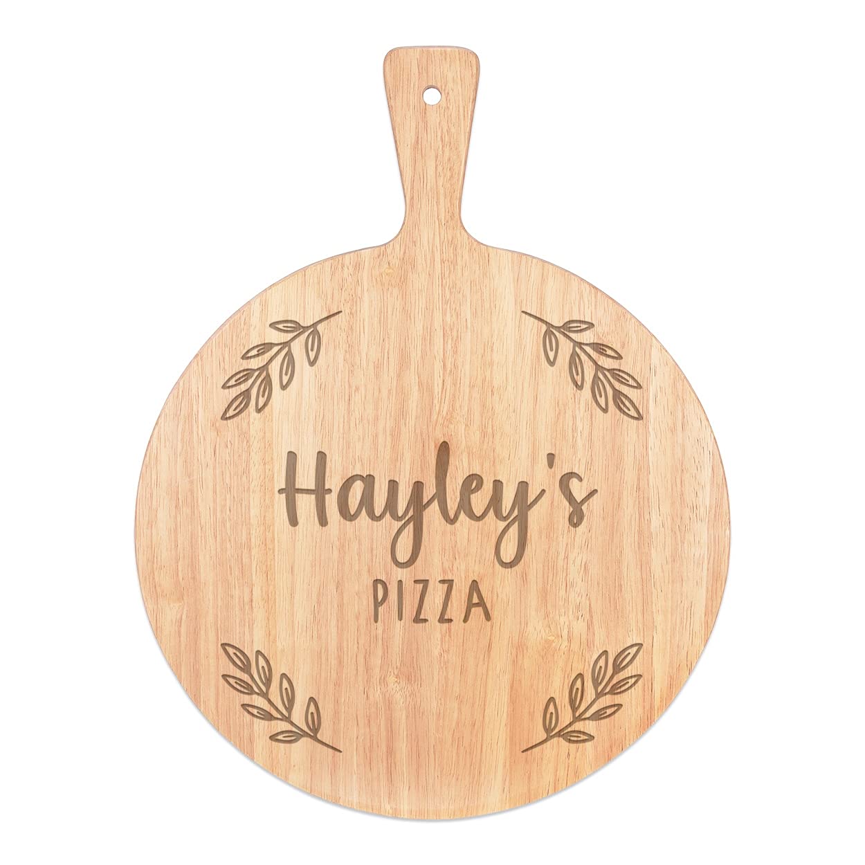 Plateau de service pizza personnalisé en bois rond 45x34cm pour repas en famille