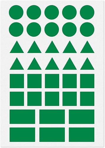 Miniatura 8 de Calcomanías de codificación de color verde multiformas, calcomanías extraíbles de diferentes formas para niños pequeños, triángulos, círculos,