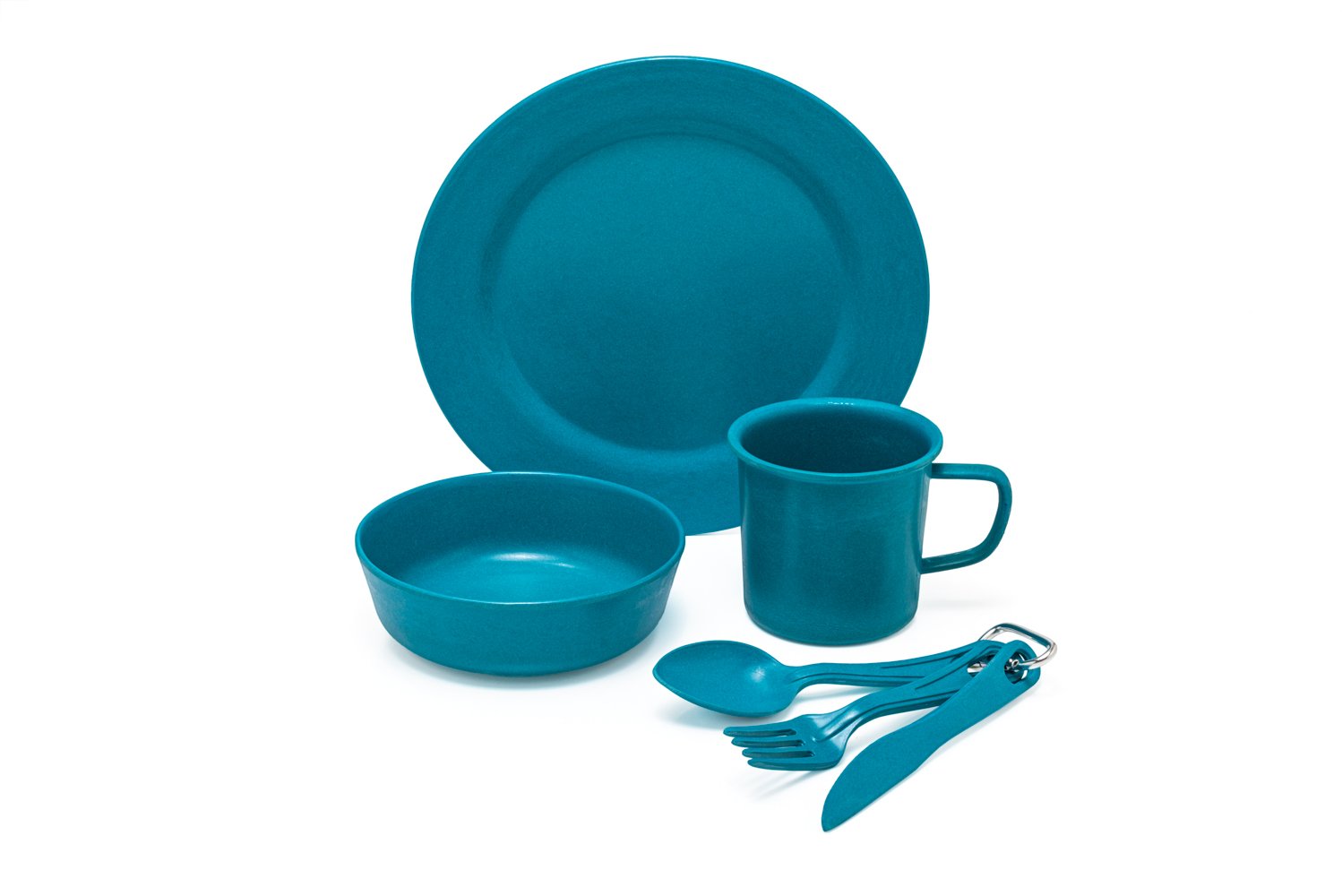 Premium Eco-Friendly, Bamboo Fiber Camping Set, Blue. Biodegradable. Lightweight, Practical, Perfect for Boys and Girls Scout Trips, School Camps, Family Vacations, Hiking and Backpacking.