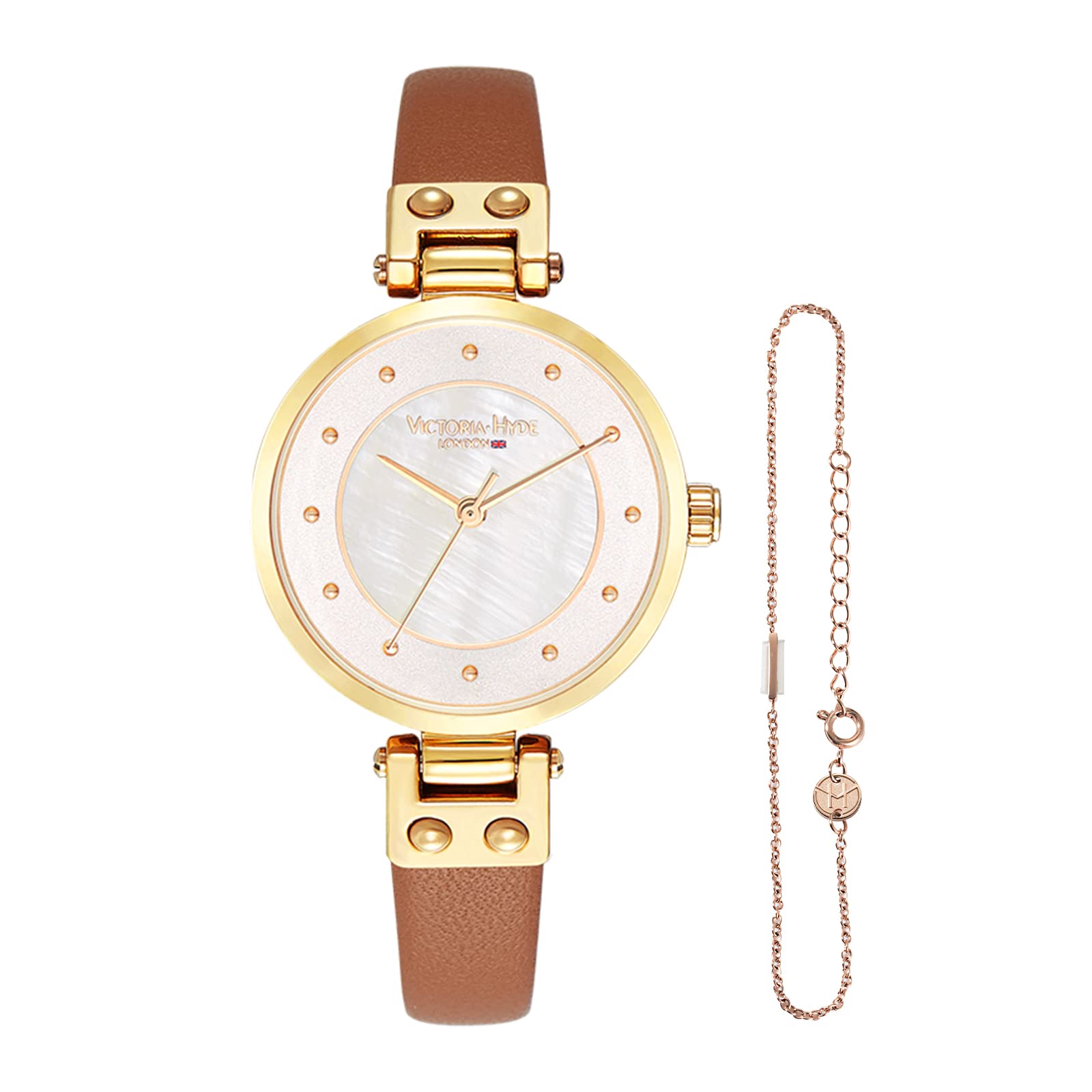 VICTORIA HYDEReloj de Pulsera analógico de Cuarzo para Mujer con Correa de Acero Inoxidable, Color Oro Rosa