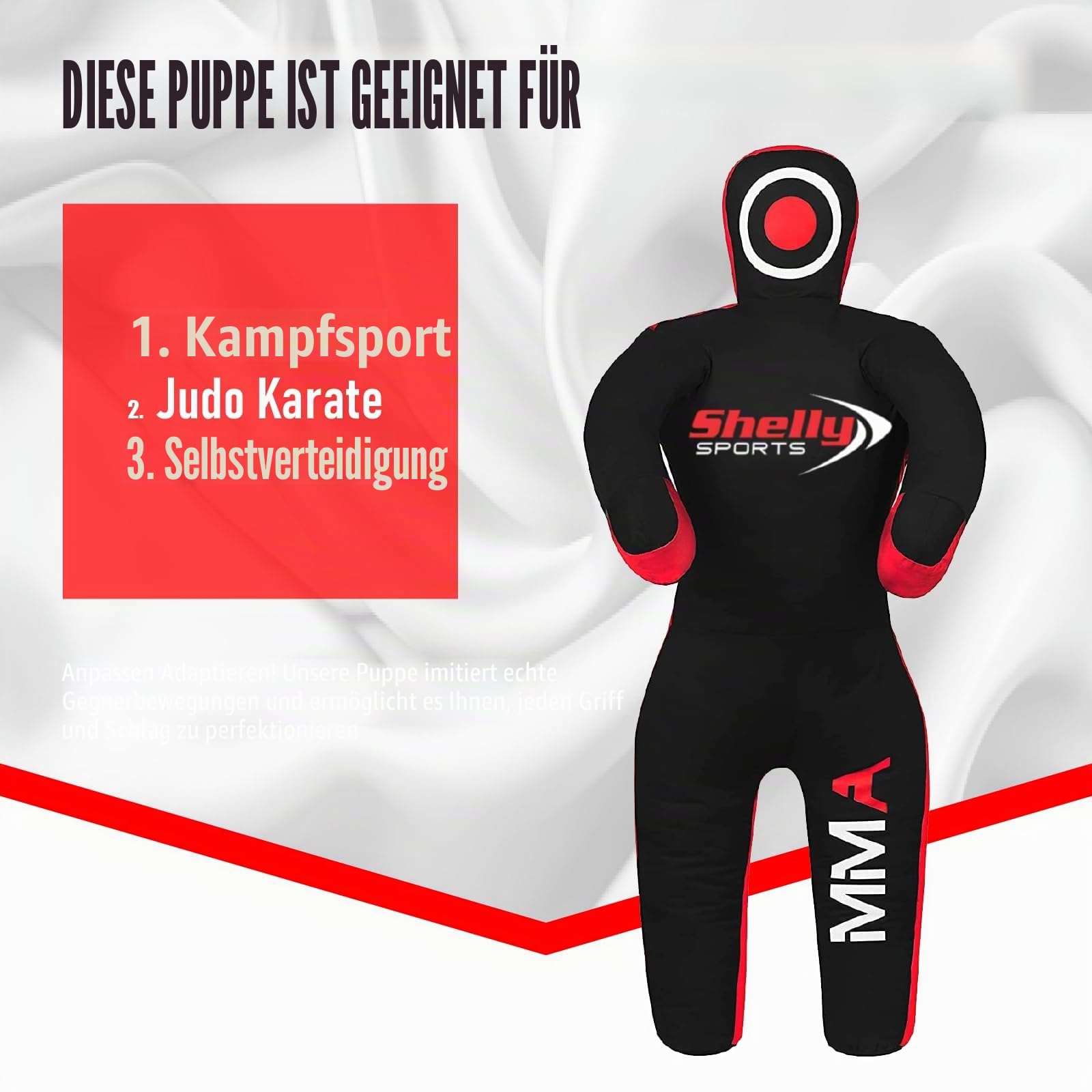Shelly MMA Wrestling Grappling Dummy für Kinder BJJ Boxsack Wrestling Buddies Brazilian JIU Jitsu Stehposition Dummy Kampfsport Boxen Karate Training Schnuller (119,4 cm/4 Fuß) – ungefüllt