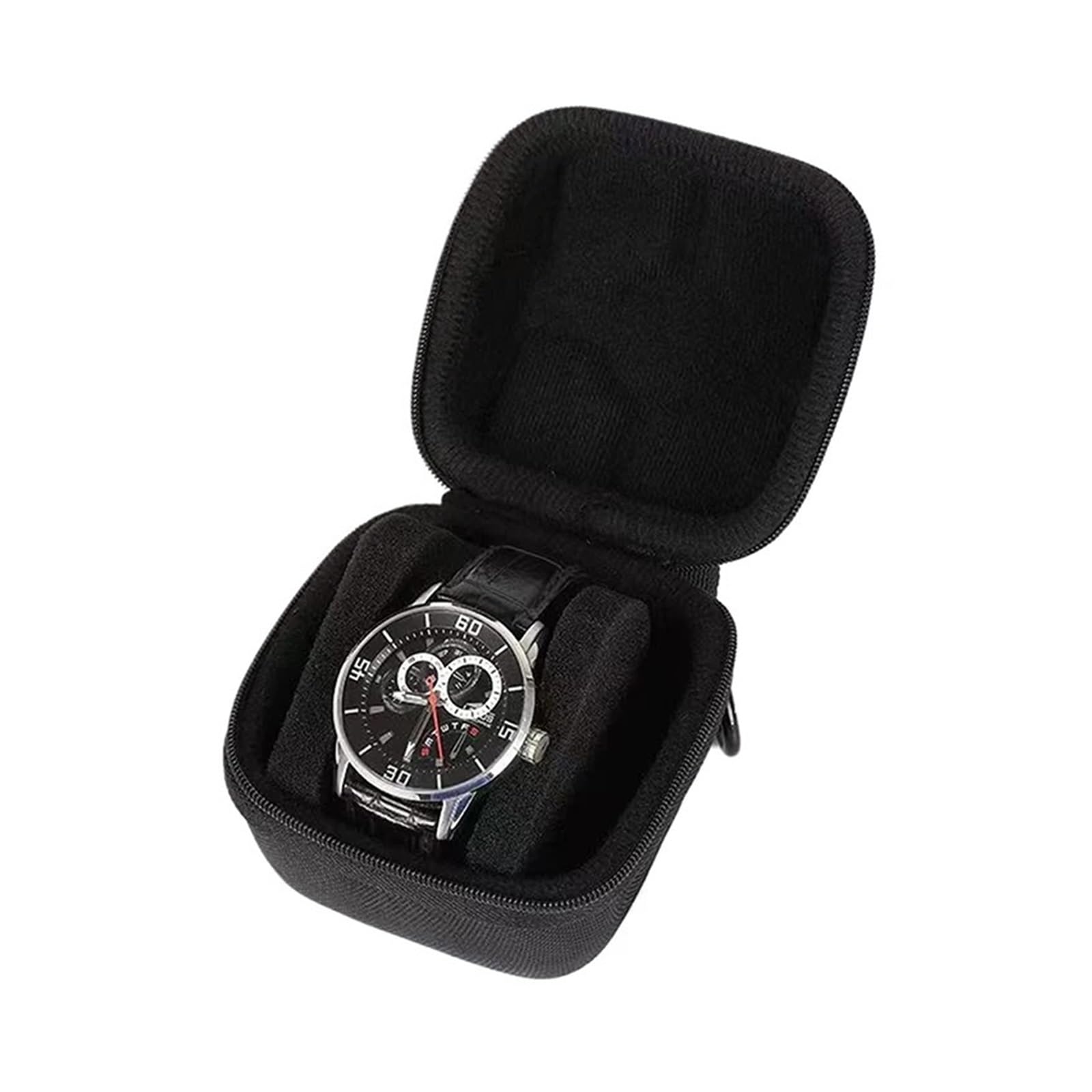 Boîte de rangement portable for montres, étanche, fermeture éclair unique, étui transport for connectées pour la plupart des montres(Black 3)