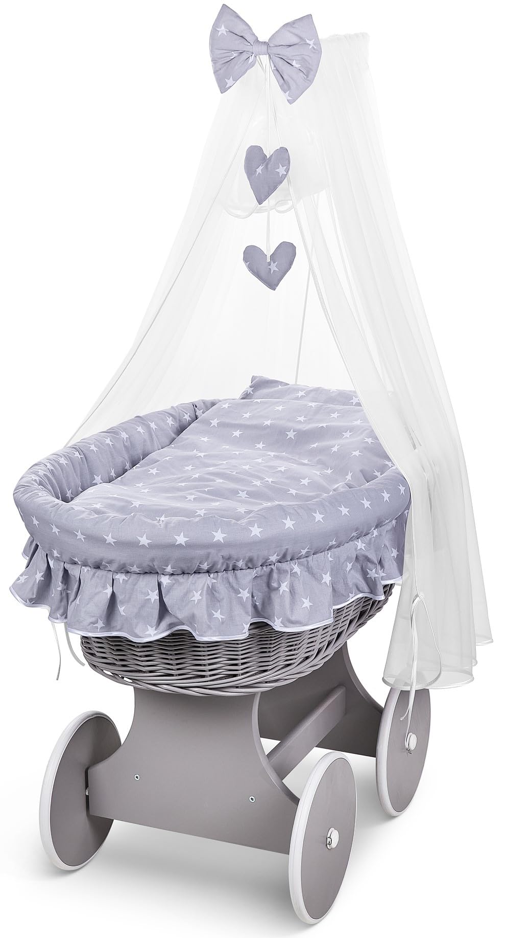 Canopy Grey Wicker Crib Babymam Wicker Wheel Stand Moses Basket