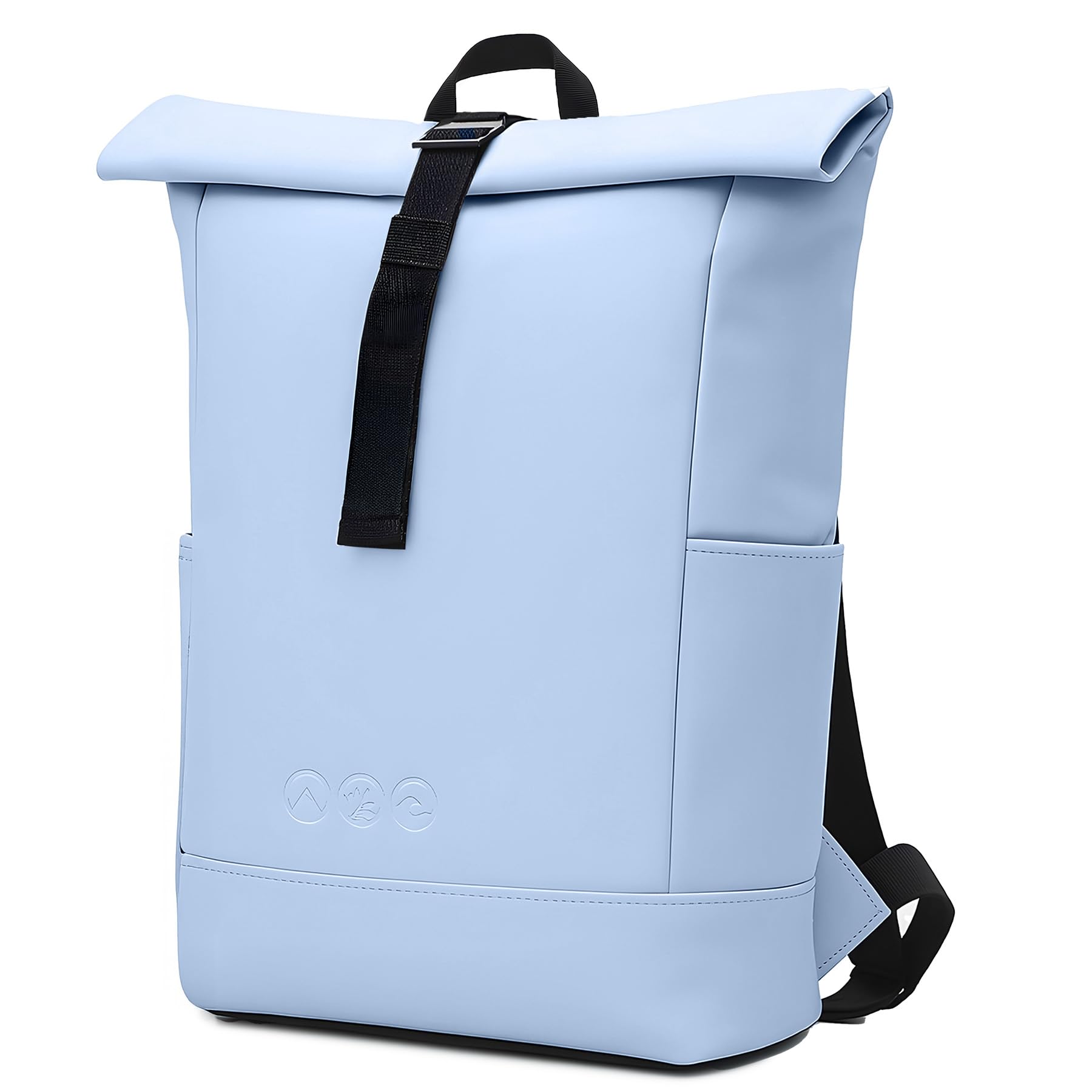 Rolltop Rucksack HOLU groß aus recyceltem Material Laptop-Fach und Trolley-Fix für Damen und Herren, ideal als Handgepäck oder Tagesrucksack wasserabweisend