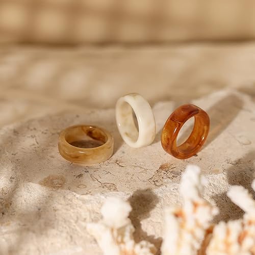 Miniatura 3 de Viva Joya 24-30 anillos de resina, anillos de plástico, anillos acrílicos para nudillos para mujeres, adolescentes y niñas, estéticos gruesos,