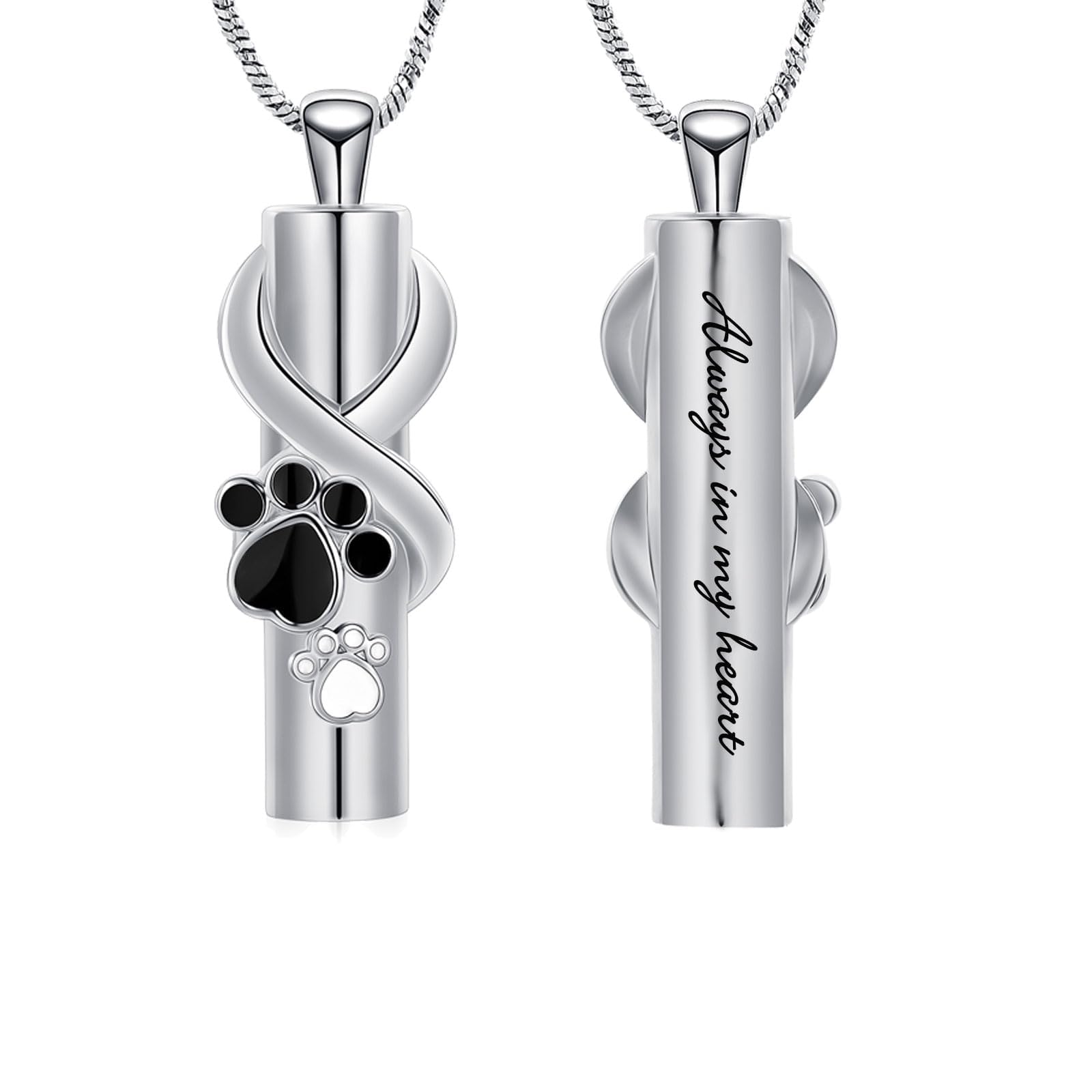 Urna collana per cenere per cane/gatto animali domestici zampa pressione cilindro ciondolo cenere gioielli ricordo animale domestico urna gioielli cremazione gioielli gioielli