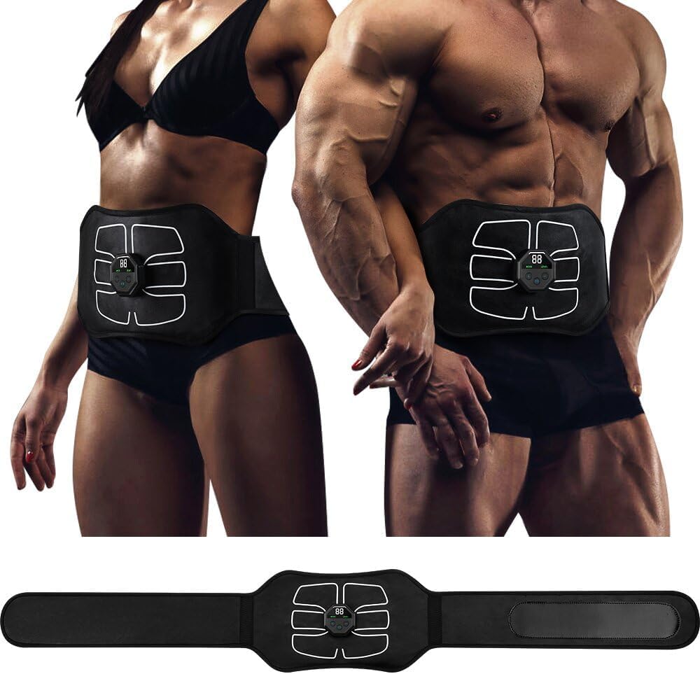 Wireless Ems ABS Stimulator,Ab Machine Abdominal Toning Belt Workout Portable Ab Stimulator Home Office Fitness Workout Equipment for Abdomen/Arm/Leg_N (Black)_New Model-2025-image-42