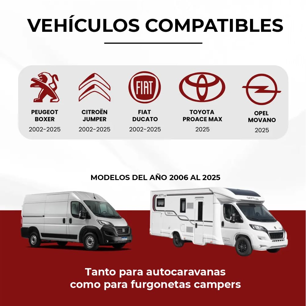 Pack 2 Fundas de Asiento Premium Choco Beige para Autocaravanas y Furgonetas Camper Fiat Ducato, Peugeot Boxer y Citroën Jumper (+2006)