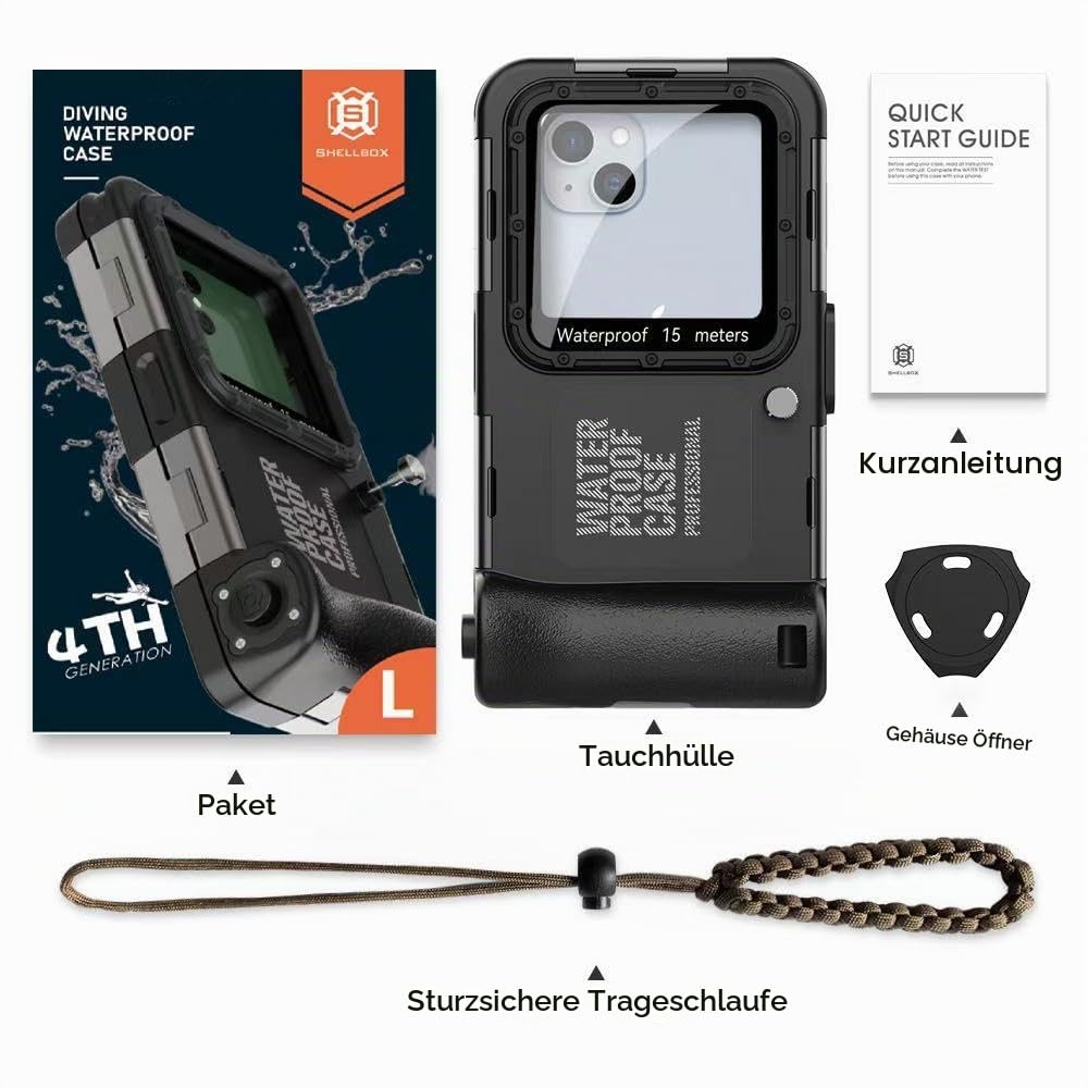 Hllhunkhe Unterwasser Handyhülle IP68 15m/50ft wasserdichte Handyhülle für iPhone 17 16 15 14 13 12 11 Pro Max/XS/X, Professionelle Tauchen Schwimmen Foto & Video, Outdoor-Schwimmen,Schwarz