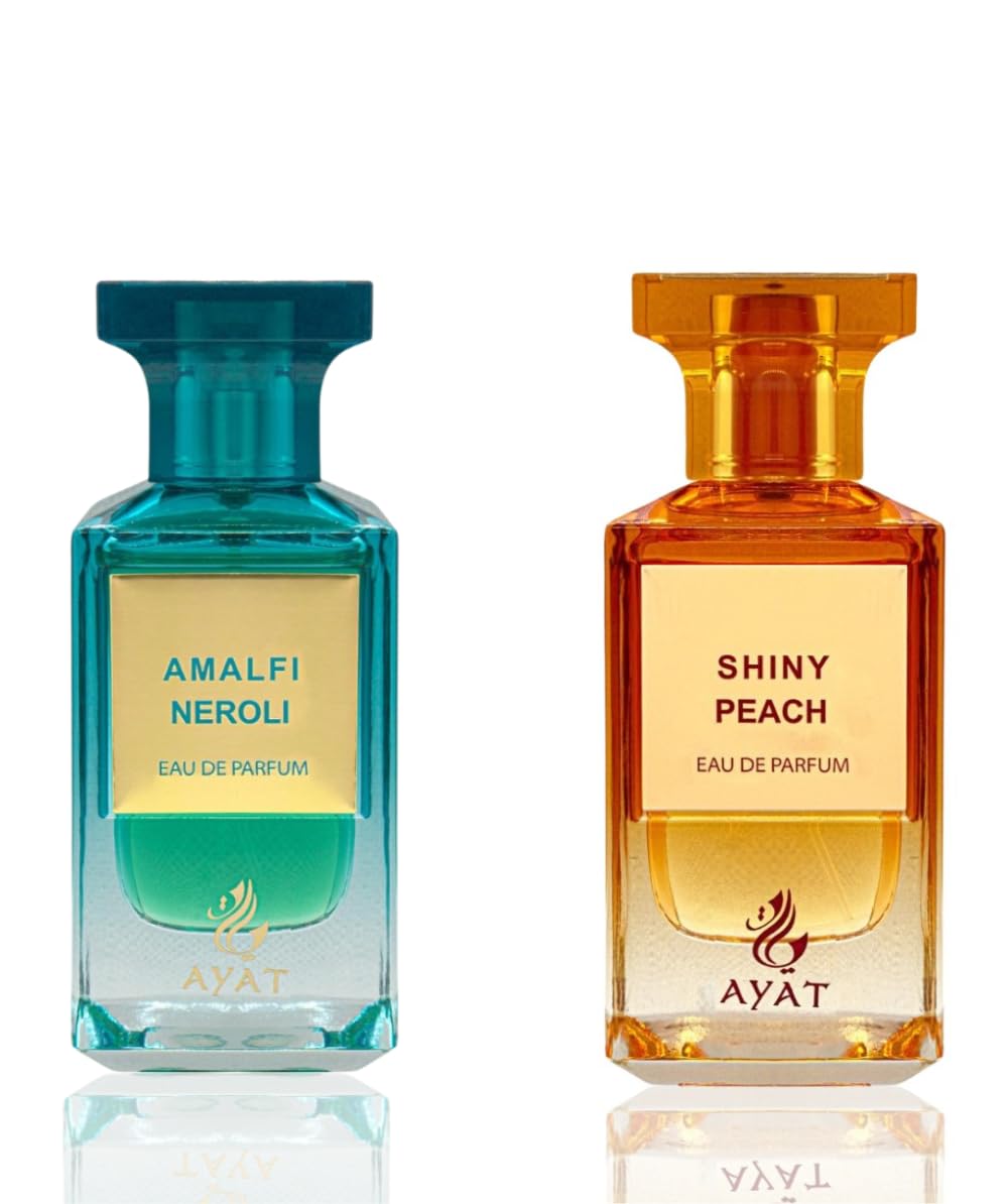 AYAT PERFUMES Zestaw 2 perfum - Woda perfumowana Amalfi Neroli & Shiny Peach - 2 x 80 ml - Mieszane - orientalne perfumy Dubaju - Długotrwałe - Pomysł na prezent