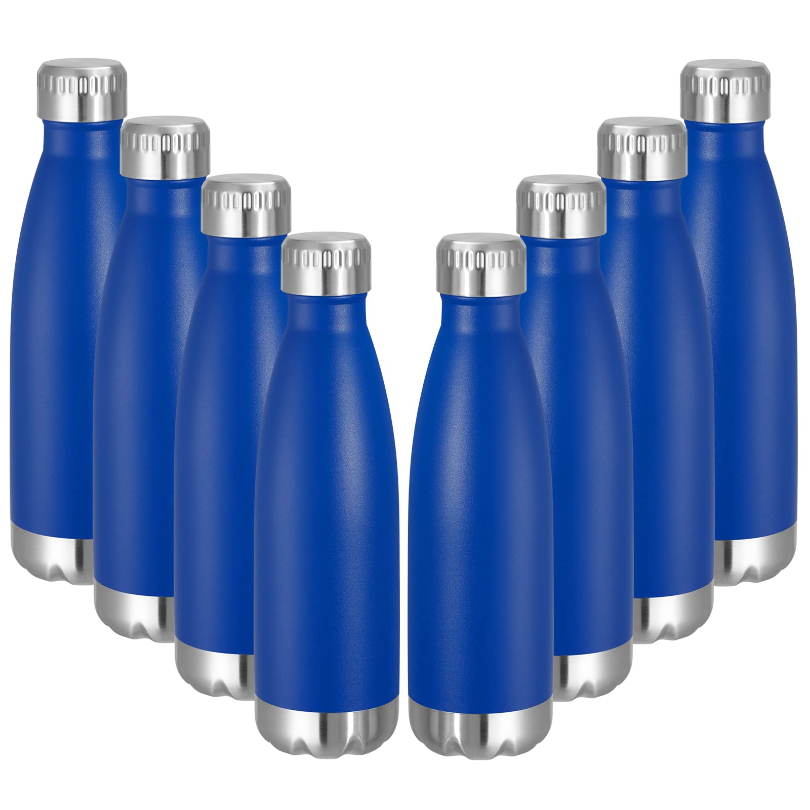 17oz Stainless Steel Water Bottles Bulk, Reusable Metal Sports Water Bottle Keeps Drink Hot and Cold, BPA Free Double Wall Vacuum Cola Shape Insulated Water Bottles for Camping Gym, 8 Pack