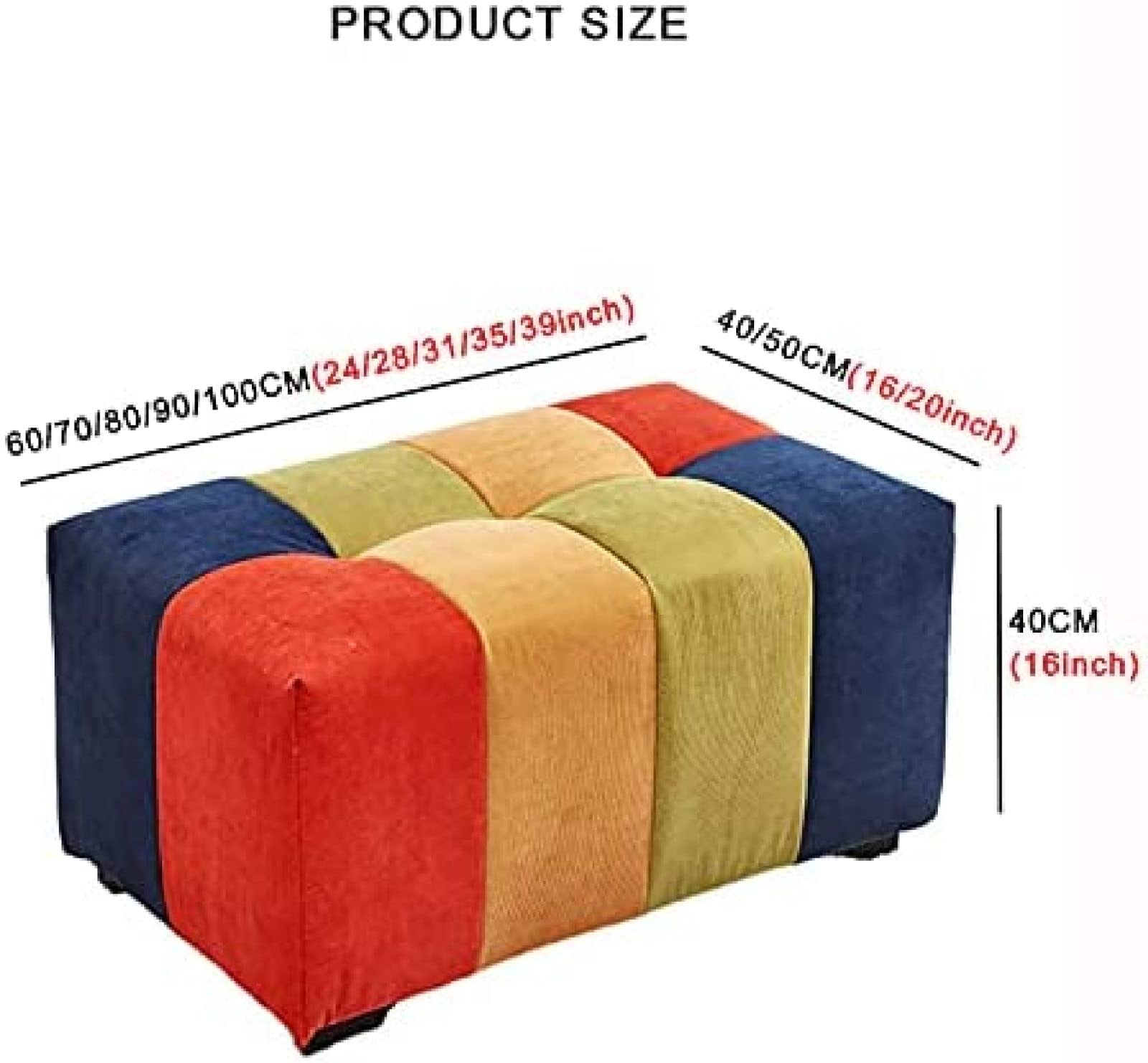 Pouf Per Soggiorno, Pouf Imbottito In Velluto A Coste, Sgabello Per Divano, Panca Rettangolare Lavabile Per Soggiorno E Camera Da Letto, 27,5 Pollici, 80 X 40 X 40 Cm, 23,7 Pollici, 80 X 50 X 40 Cm