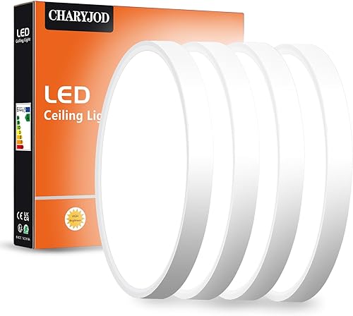 Paquete de 4 lámparas de techo LED de montaje empotrado, lámpara de techo LED moderna de 9 pulgadas, color blanco, 18 W, 5000 K, perfil bajo,