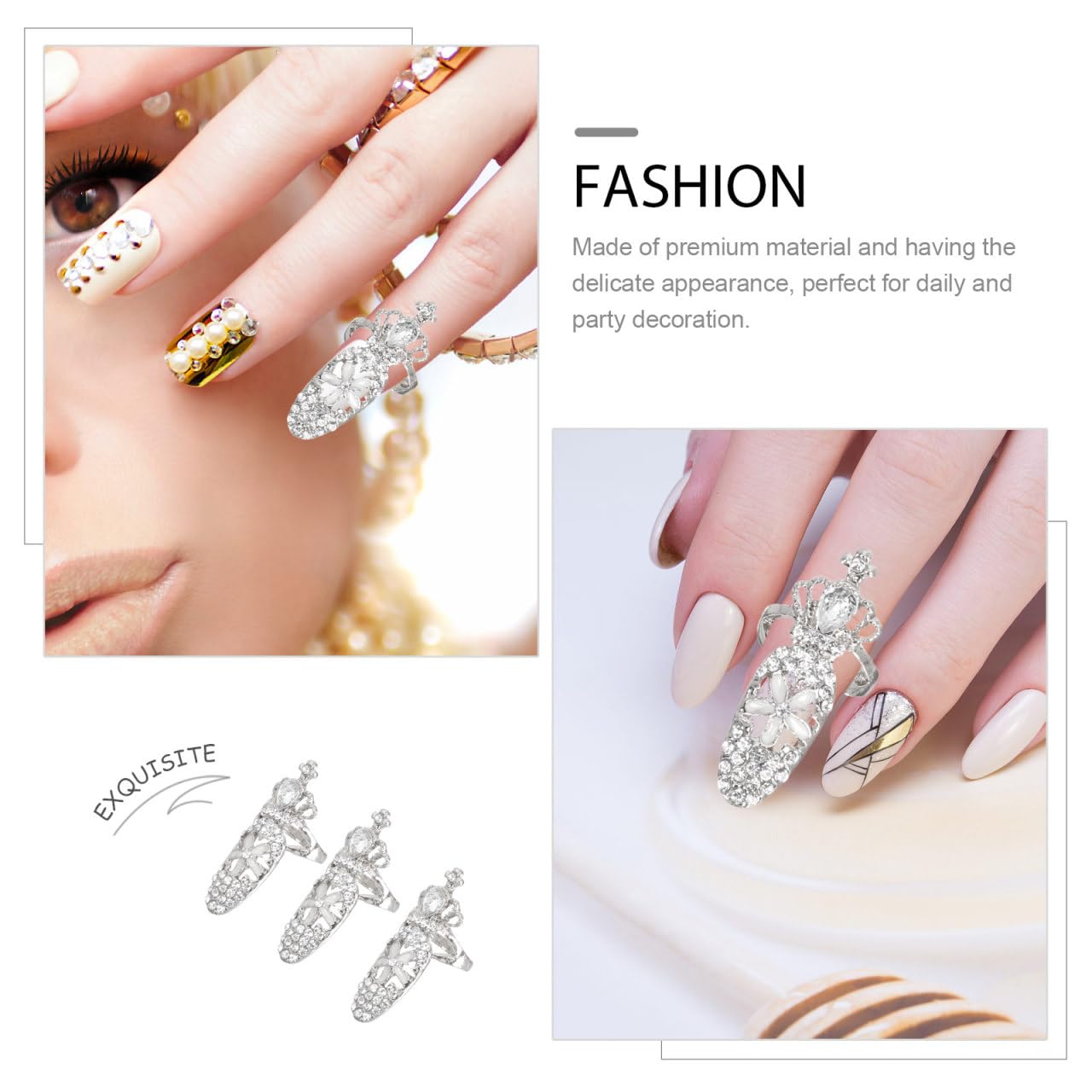PACKOVE 9 Pcs Fingernail Rings Nail Art Accessories Hand Joint Decor Rhinestone Jewelry Set for Manicure Party and Daily Wear - Image 4
